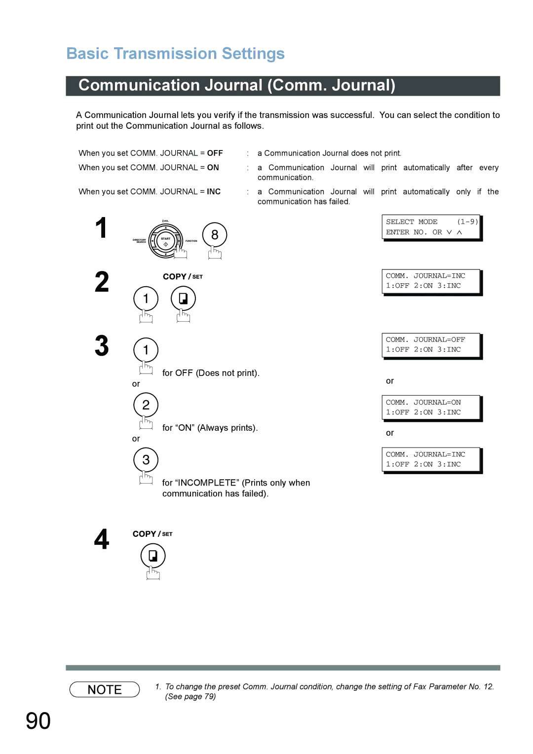 Panasonic DX-800 appendix Communication Journal Comm. Journal 