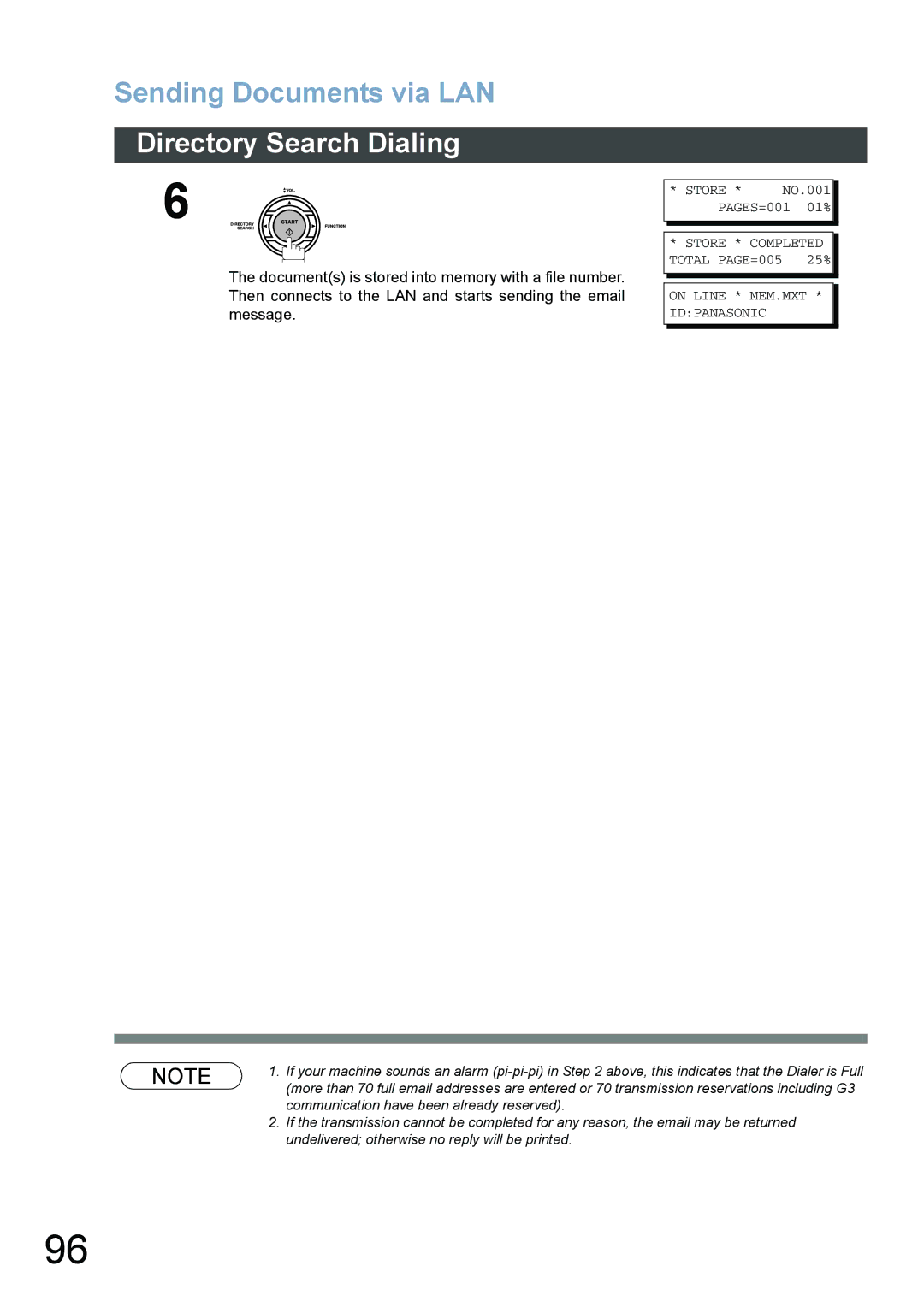 Panasonic DX-800 appendix Directory Search Dialing 