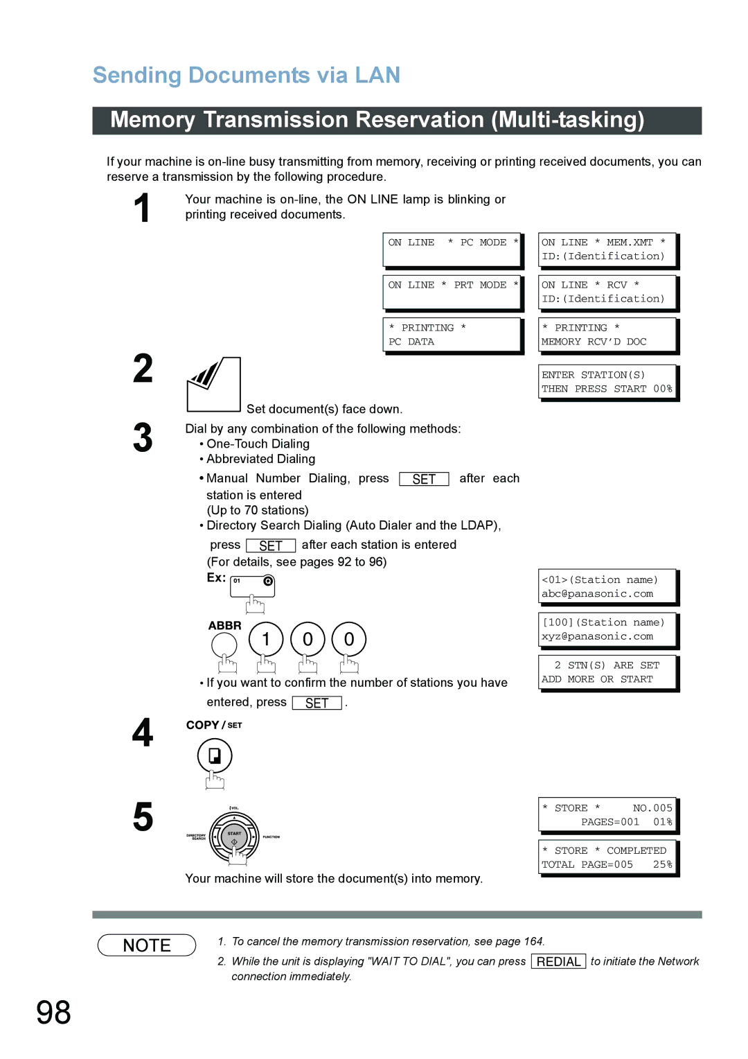 Panasonic DX-800 appendix Memory Transmission Reservation Multi-tasking, Manual Number Dialing, press, After each 