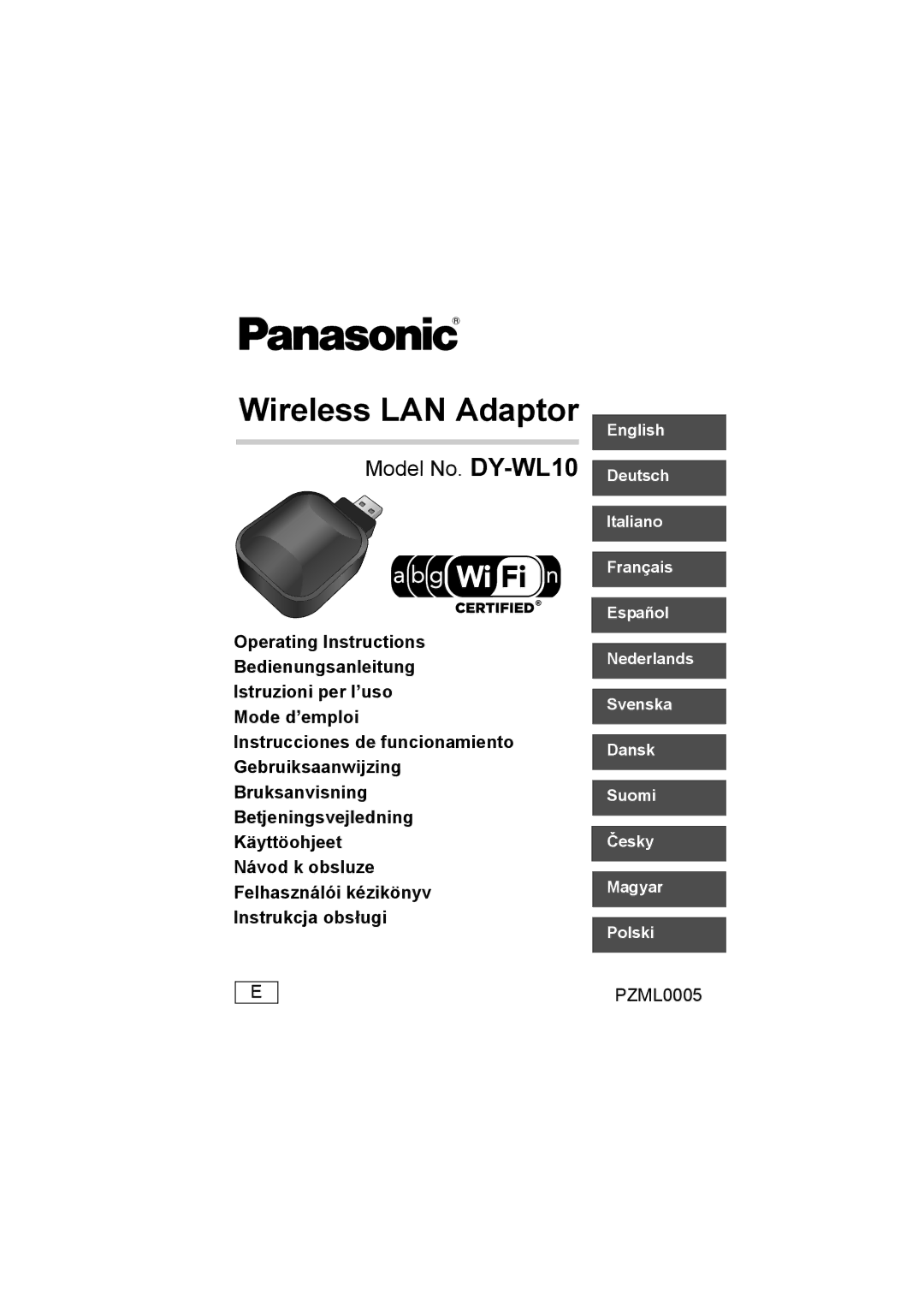 Panasonic DY-WL10 manual Wireless LAN Adaptor 