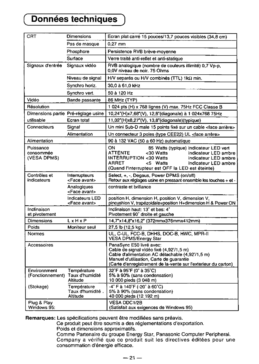 Panasonic E50 manual 