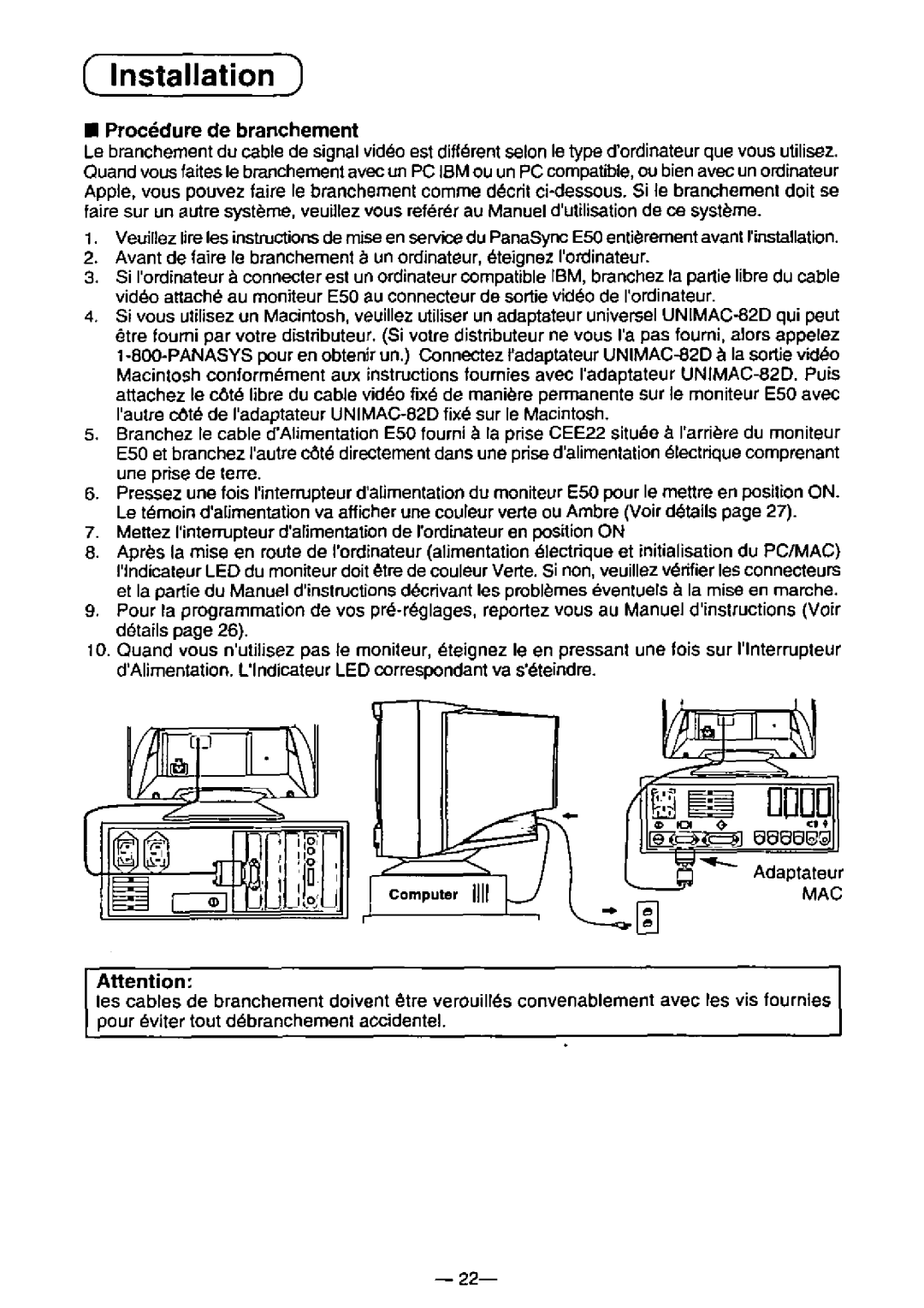 Panasonic E50 manual 