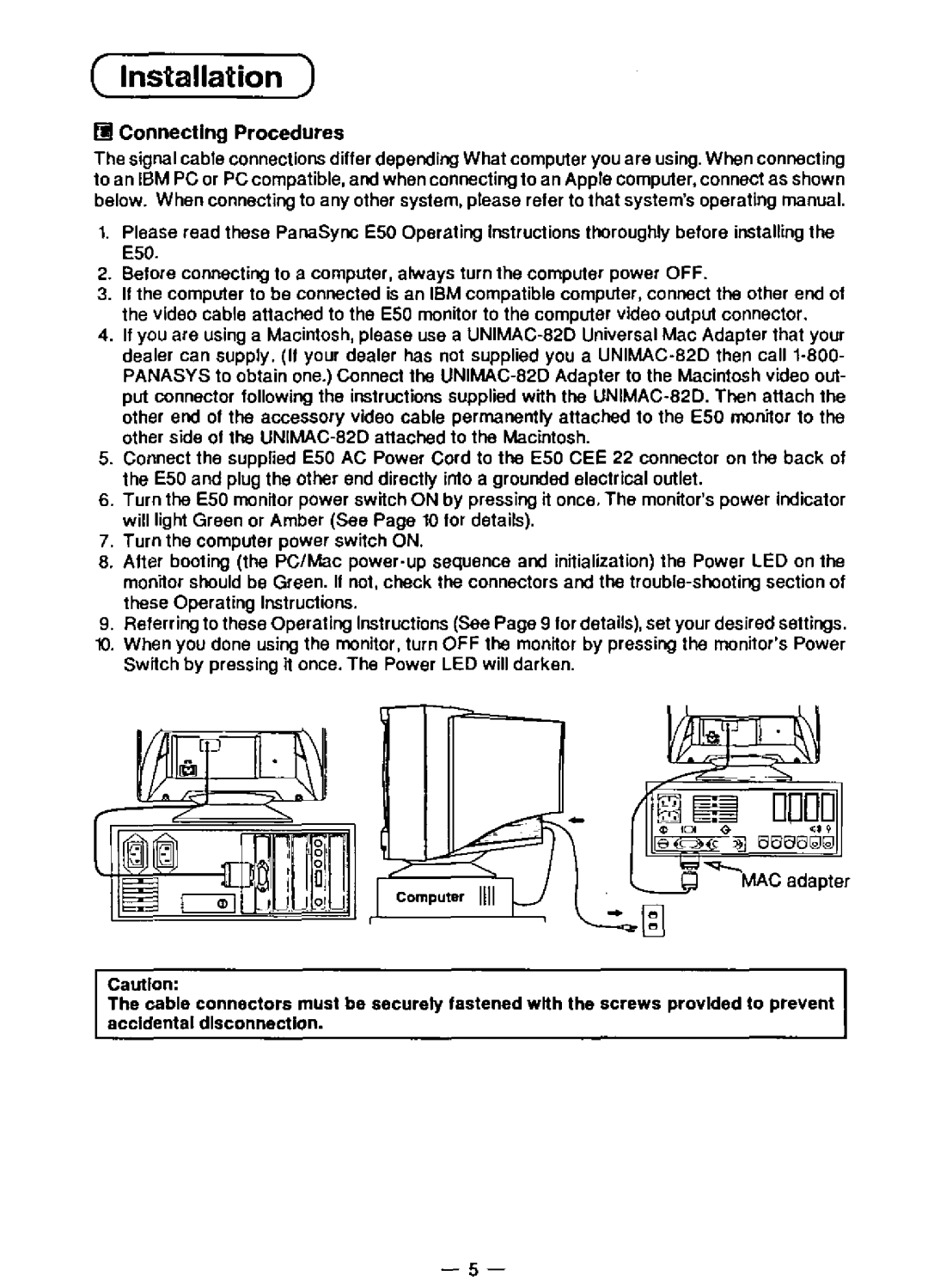 Panasonic E50 manual 