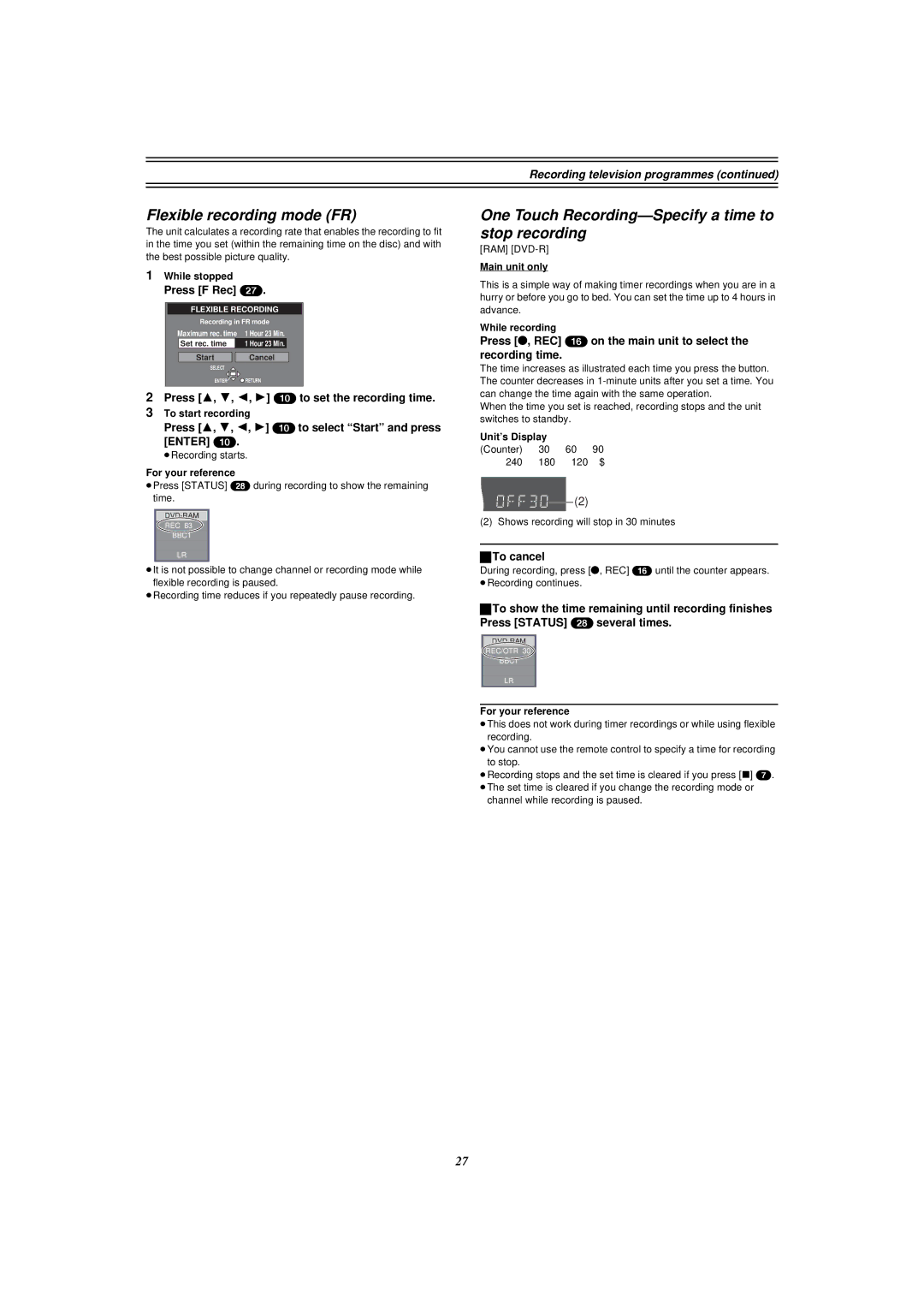 Panasonic E50 manual Stop recording, Recording television programmes 