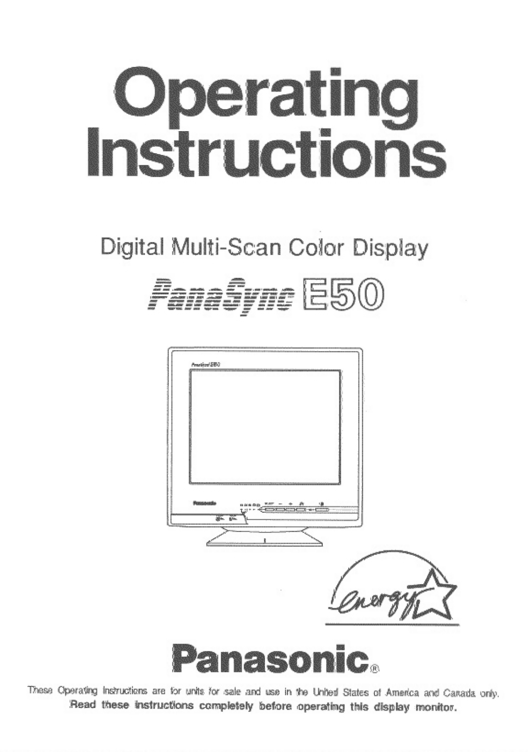 Panasonic E50 manual 