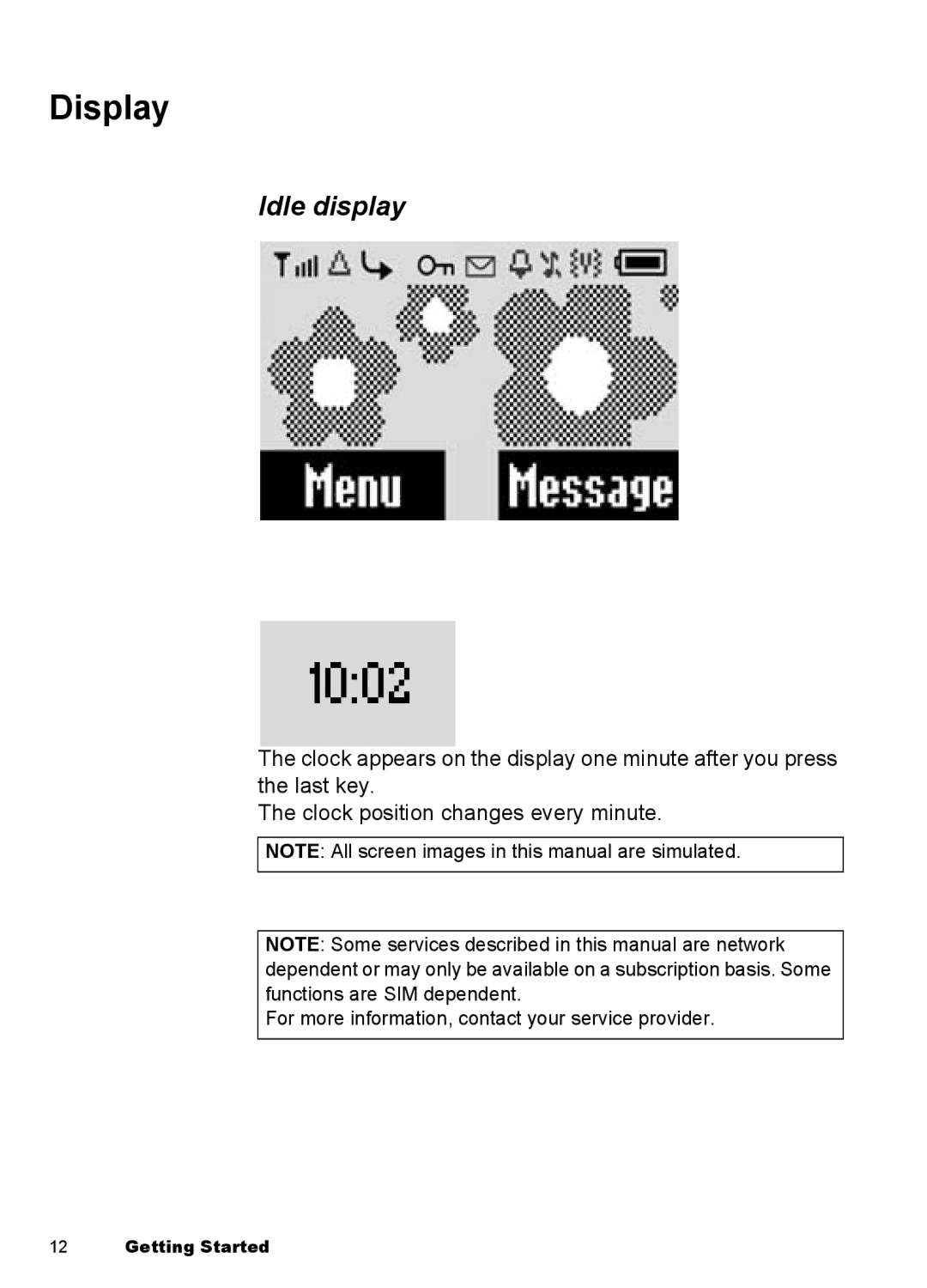 Panasonic EB-A100 manual Display, Idle display 