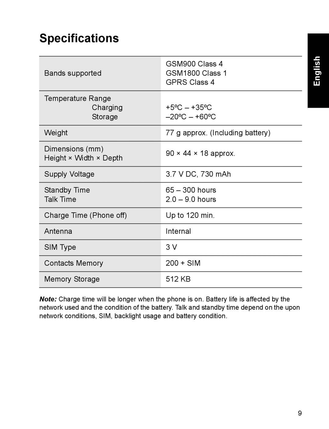 Panasonic EB-A200 operating instructions Specifications 