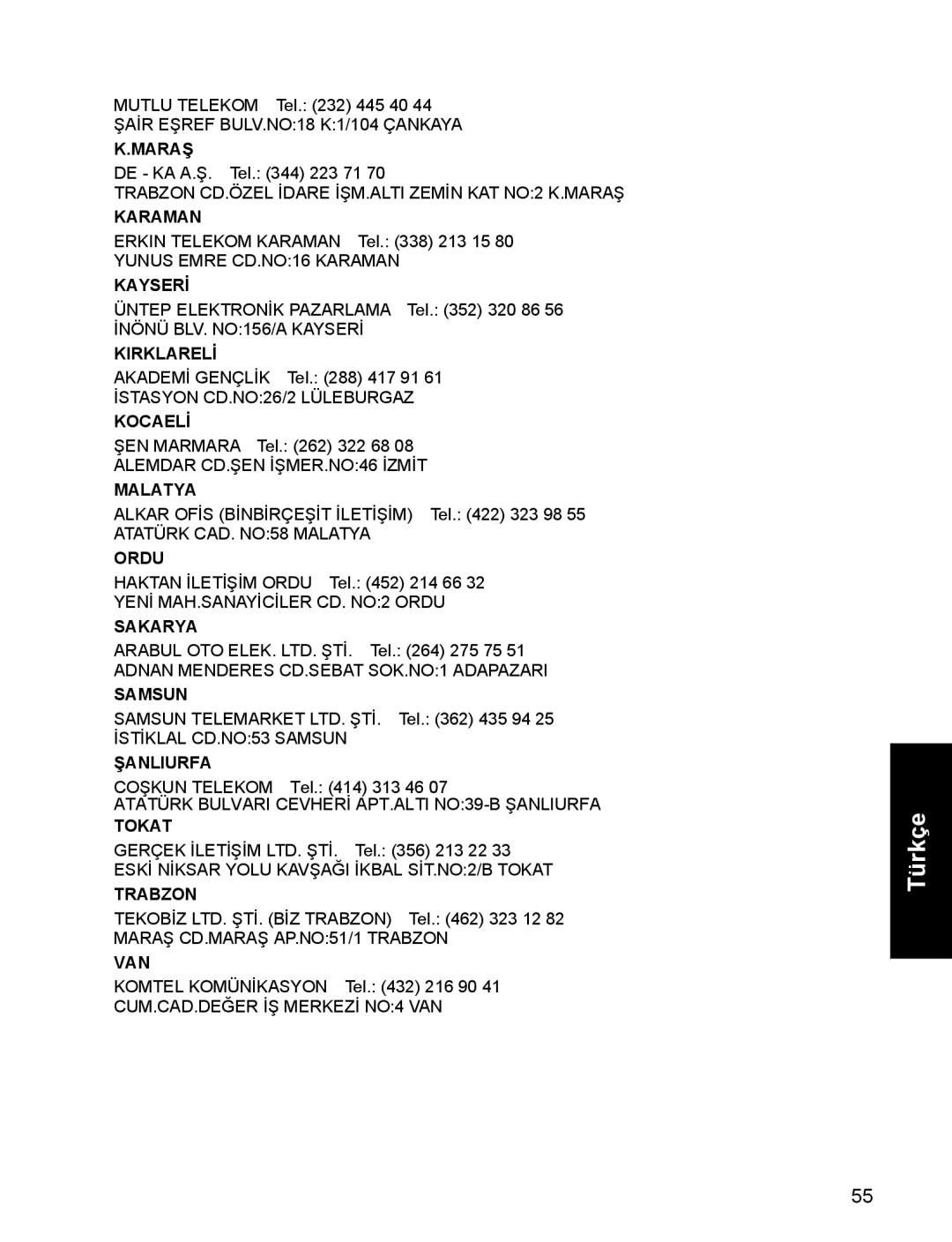 Panasonic EB-A200 operating instructions Maraş 