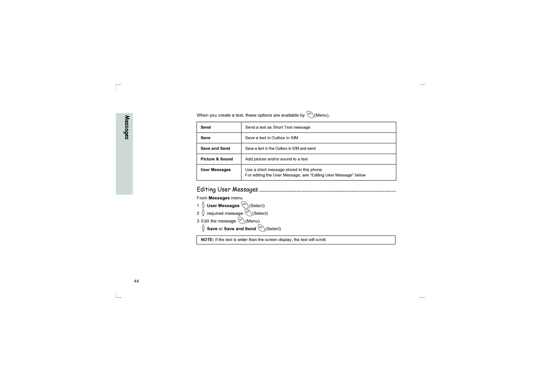 Panasonic EB-G50 operating instructions 4required message ASelect Edit the message AMenu, 4Save or Save and Send ASelect 