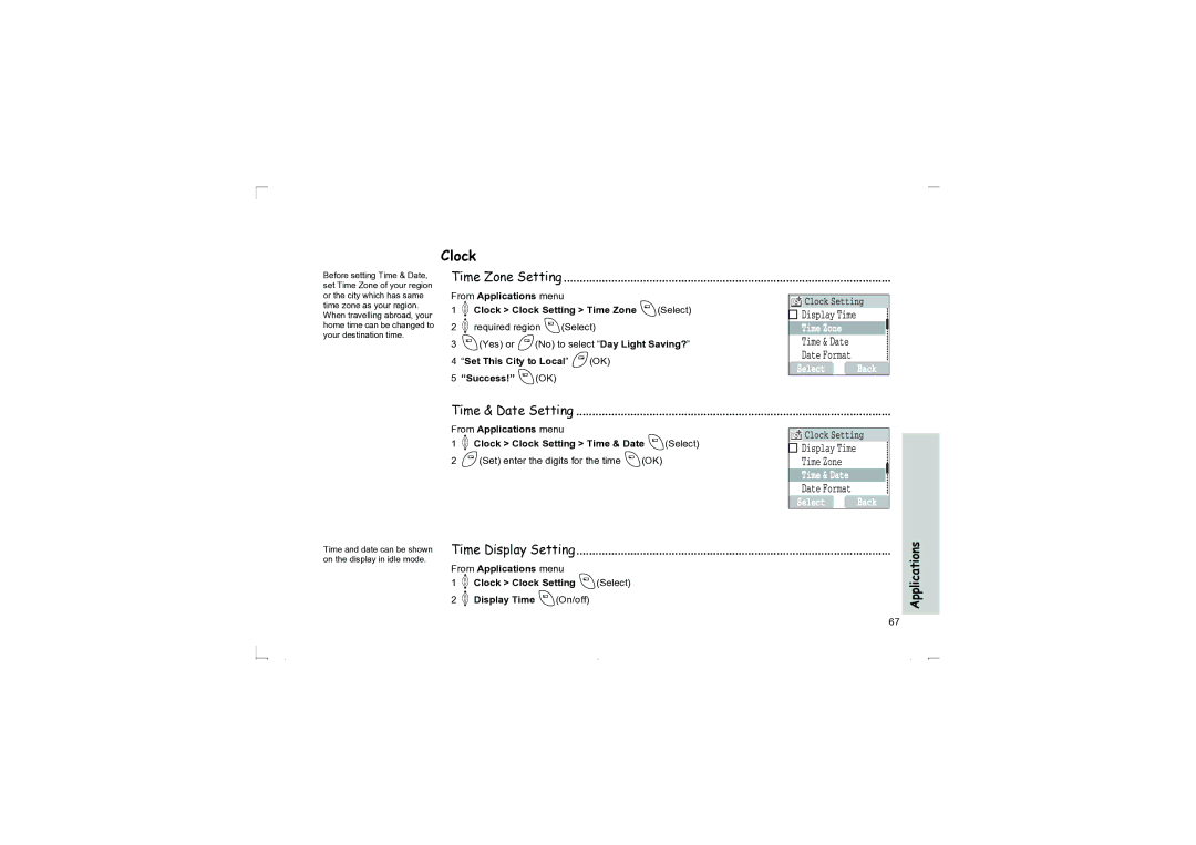 Panasonic EB-G50 operating instructions Clock, Time Display Setting, @Set enter the digits for the time AOK 