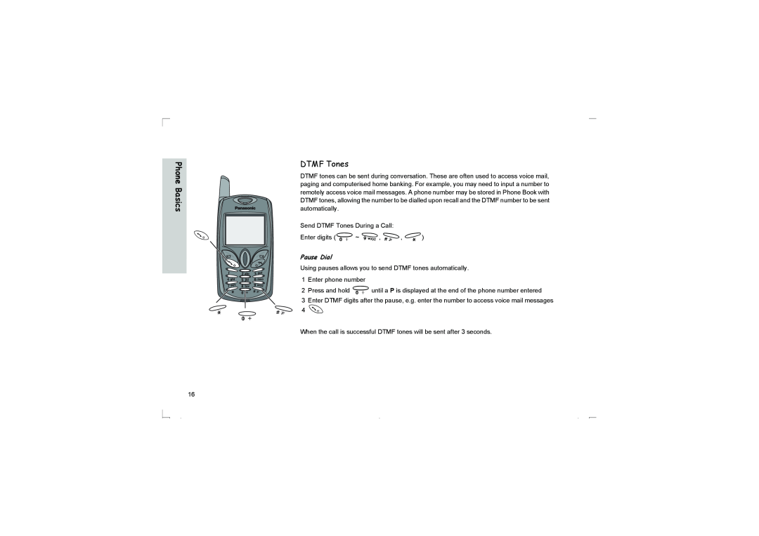 Panasonic EB-G50 operating instructions DTMF Tones, Pause Dial 