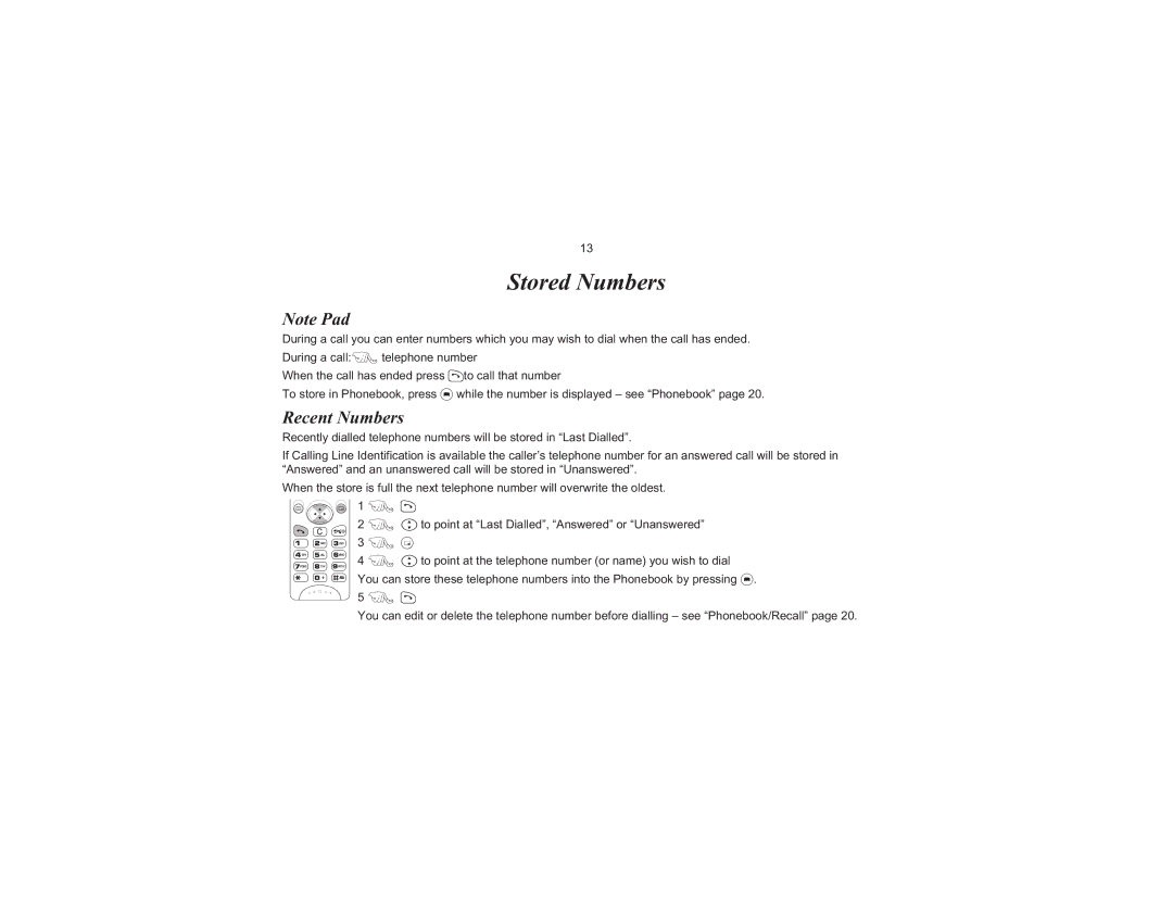 Panasonic EB-G520 operating instructions Stored Numbers, Recent Numbers 