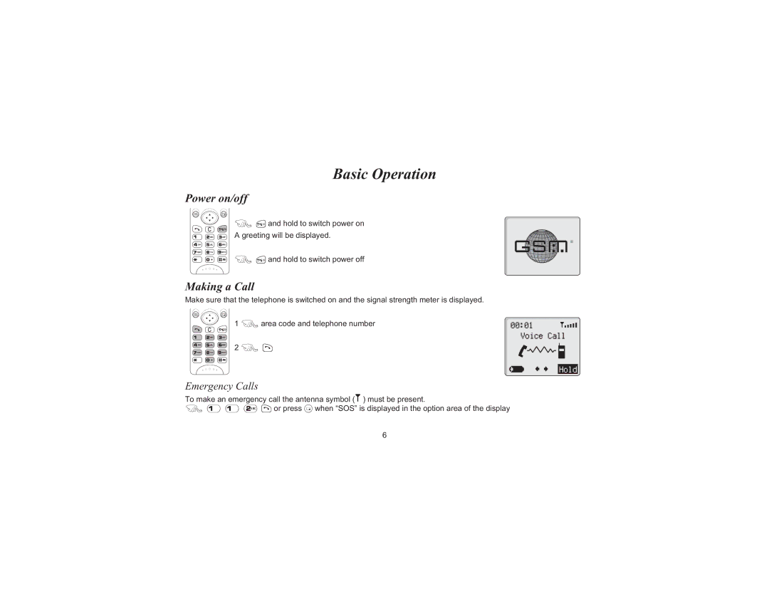 Panasonic EB-G520 operating instructions Basic Operation, Power on/off, Making a Call, Emergency Calls 