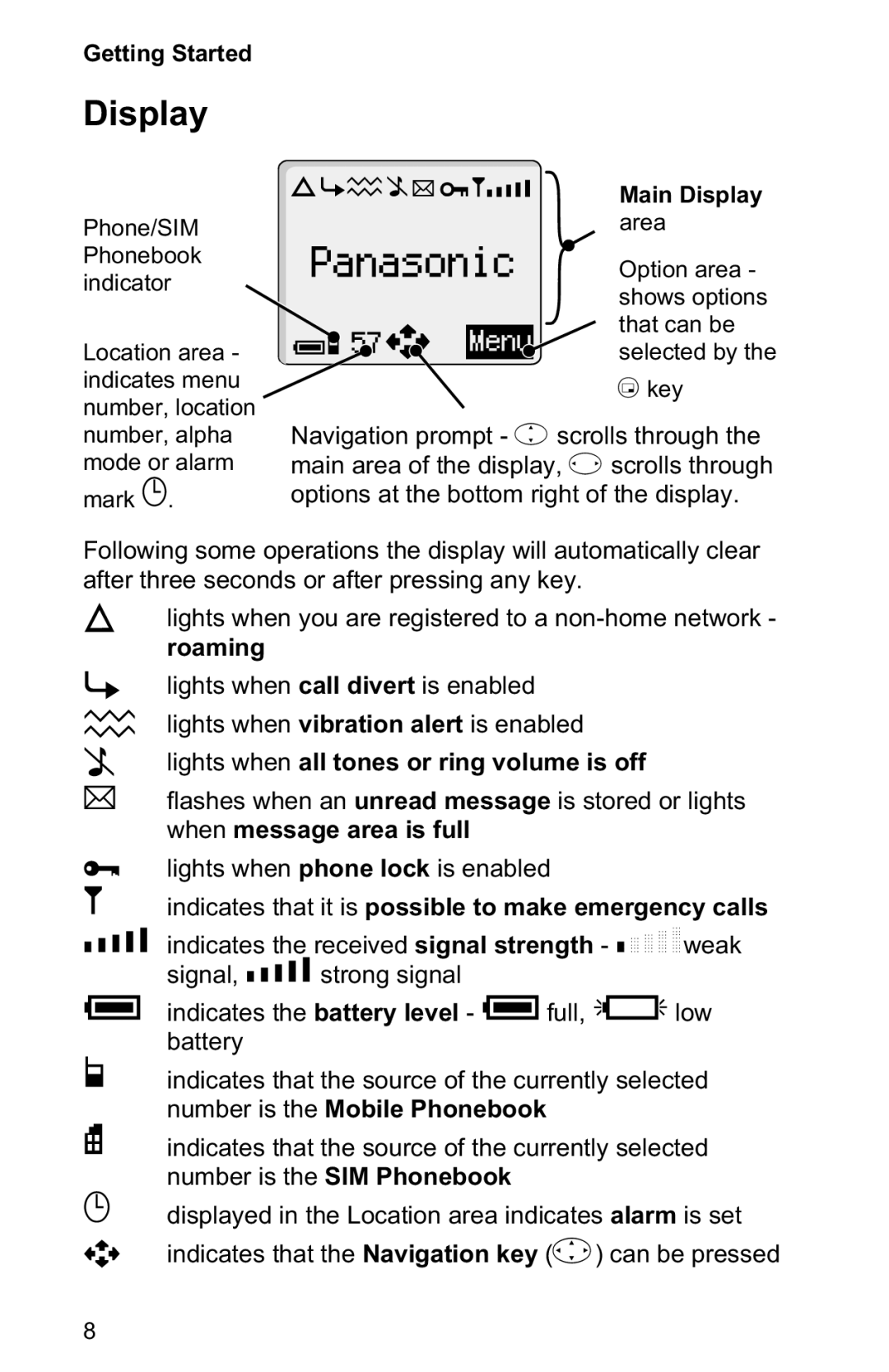 Panasonic EB-GD30 operating instructions Display, Panasonic 