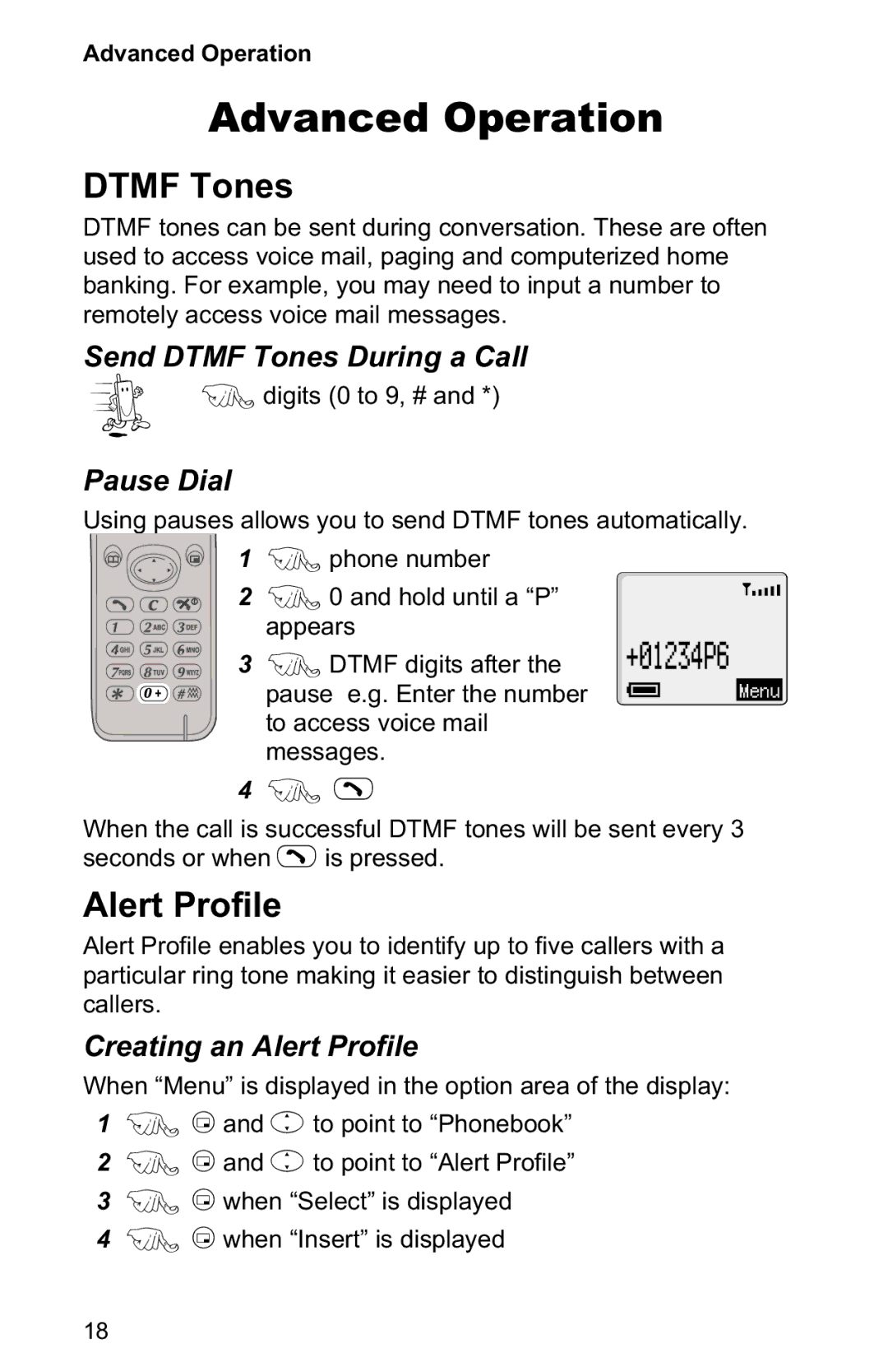 Panasonic EB-GD30 operating instructions Advanced Operation, Dtmf Tones, Alert Profile 