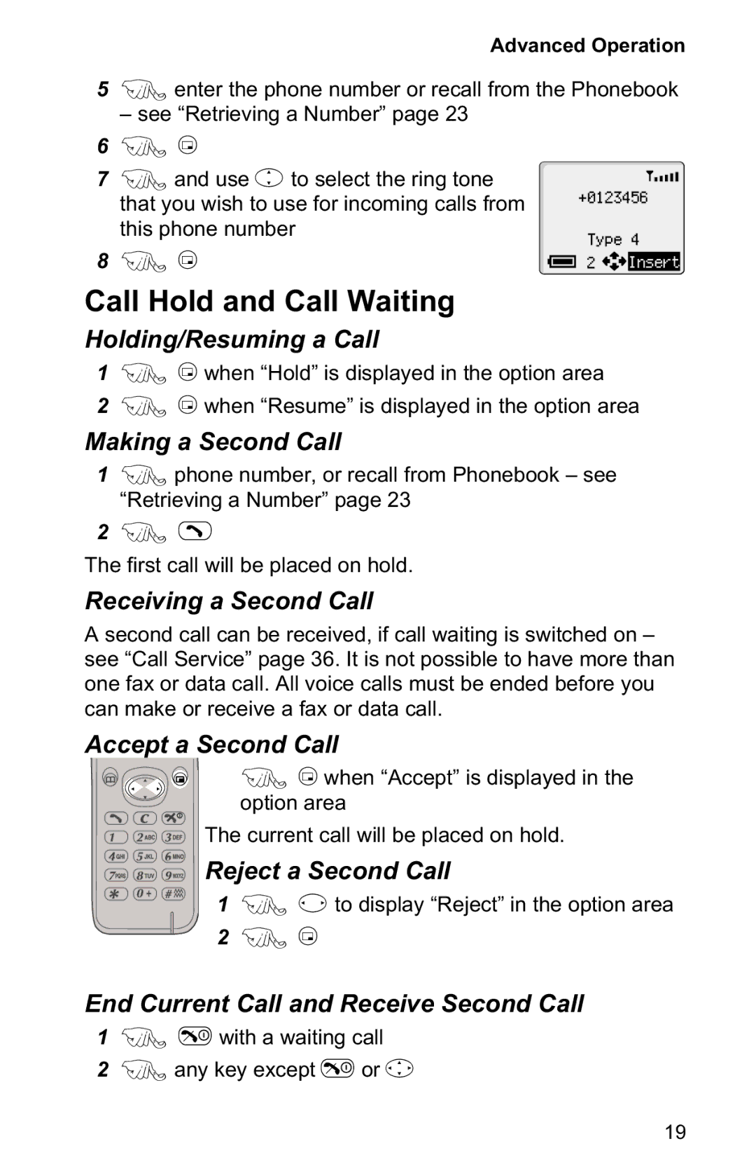 Panasonic EB-GD30 operating instructions Call Hold and Call Waiting 