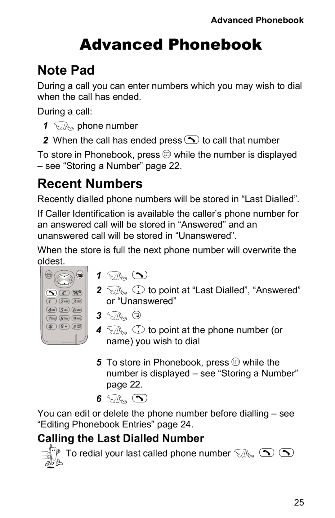 Panasonic EB-GD30 operating instructions Advanced Phonebook, Recent Numbers 