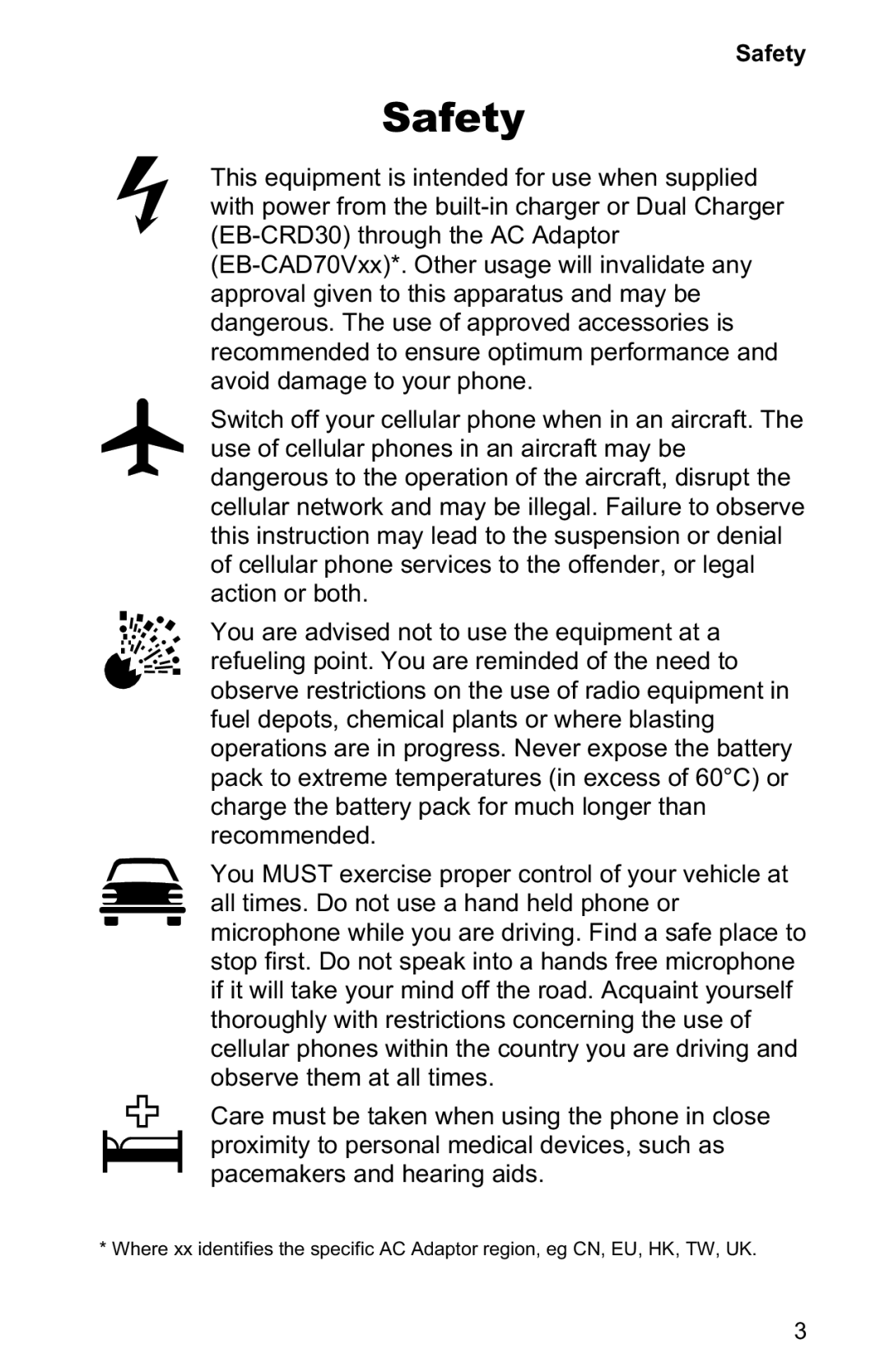 Panasonic EB-GD30 operating instructions Safety 