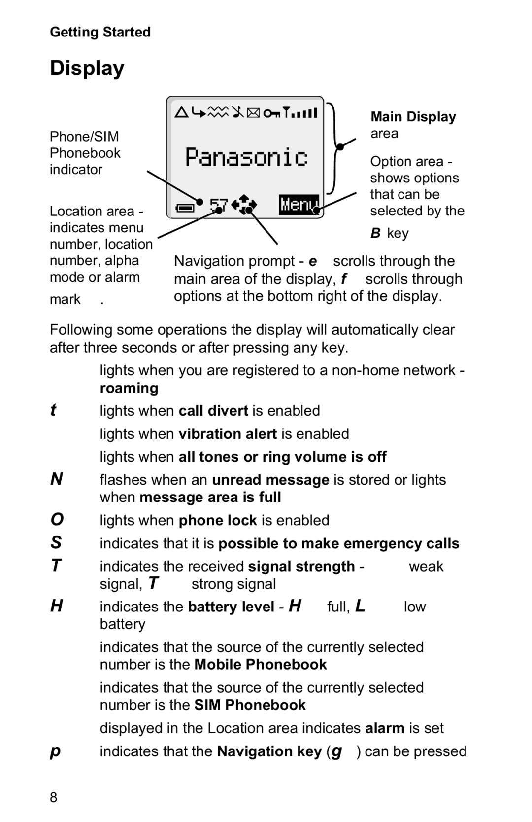 Panasonic EB-GD50 operating instructions Display, Panasonic 