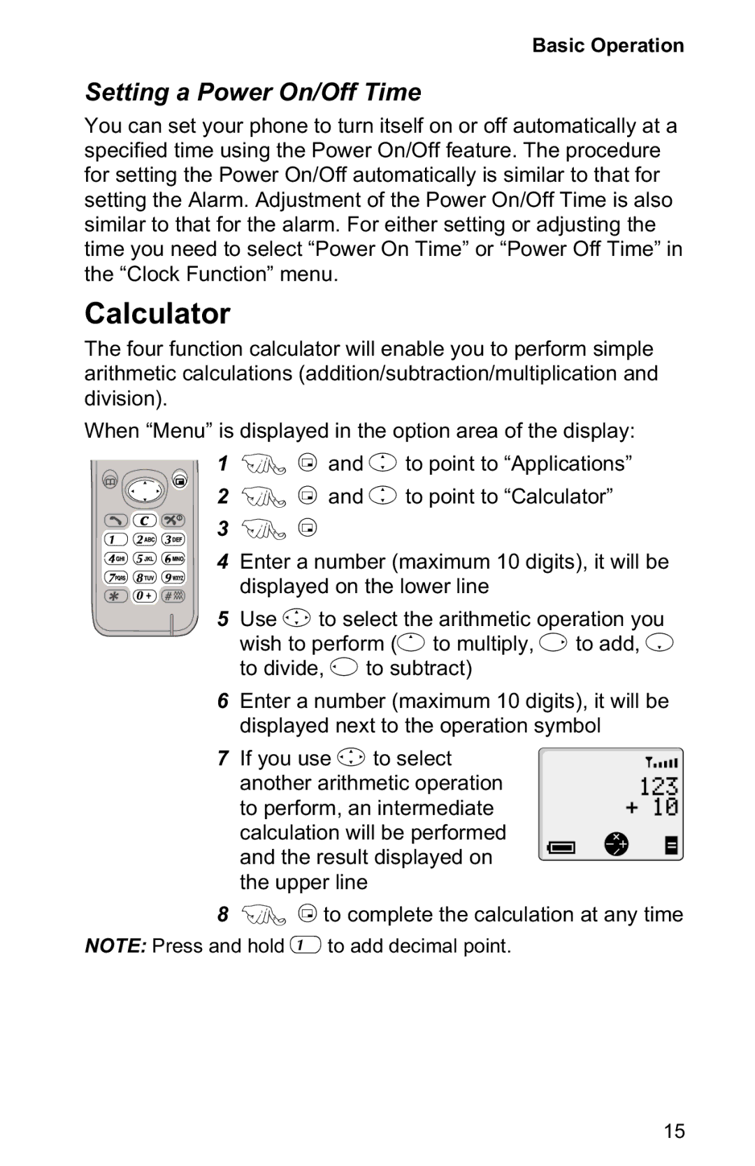 Panasonic EB-GD50 operating instructions Calculator, Setting a Power On/Off Time 