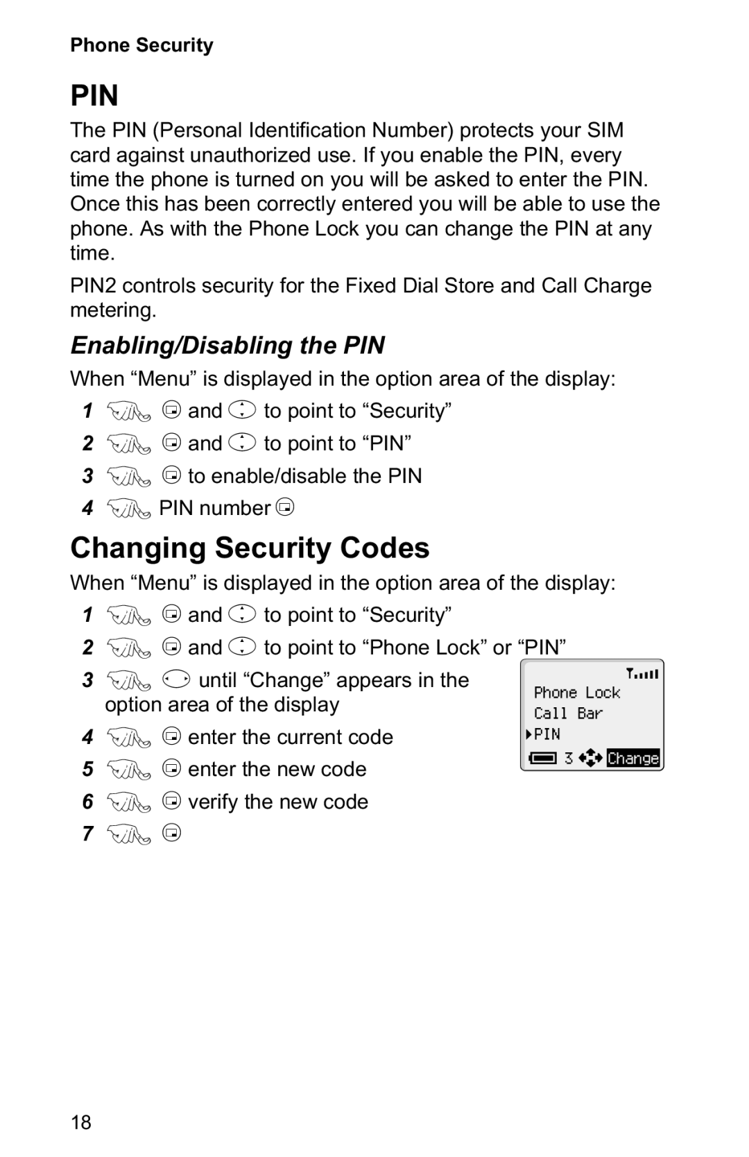 Panasonic EB-GD50 operating instructions Changing Security Codes, Enabling/Disabling the PIN 