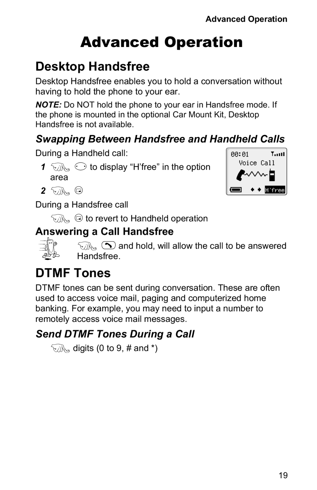 Panasonic EB-GD50 Advanced Operation, Desktop Handsfree, Dtmf Tones, Swapping Between Handsfree and Handheld Calls 