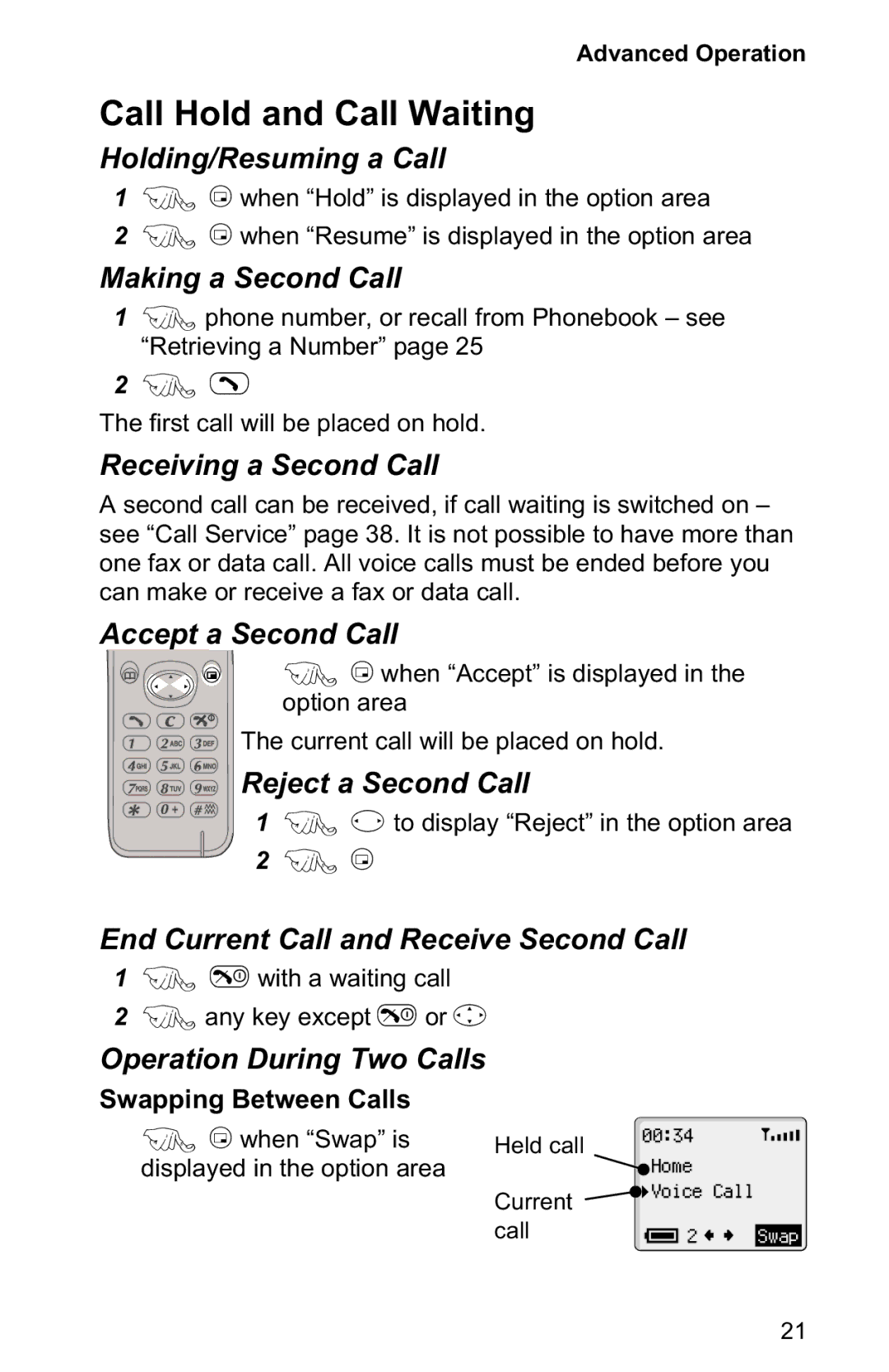 Panasonic EB-GD50 operating instructions Call Hold and Call Waiting 