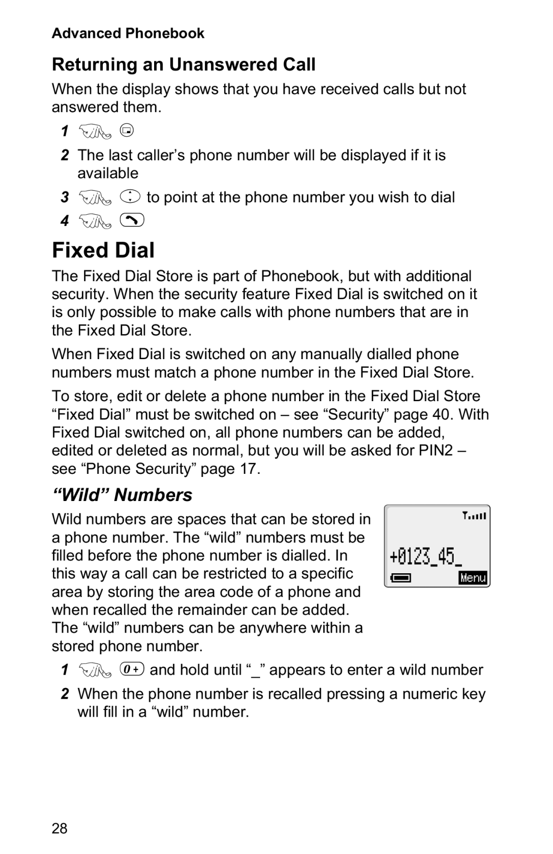 Panasonic EB-GD50 operating instructions Fixed Dial, Wild Numbers 