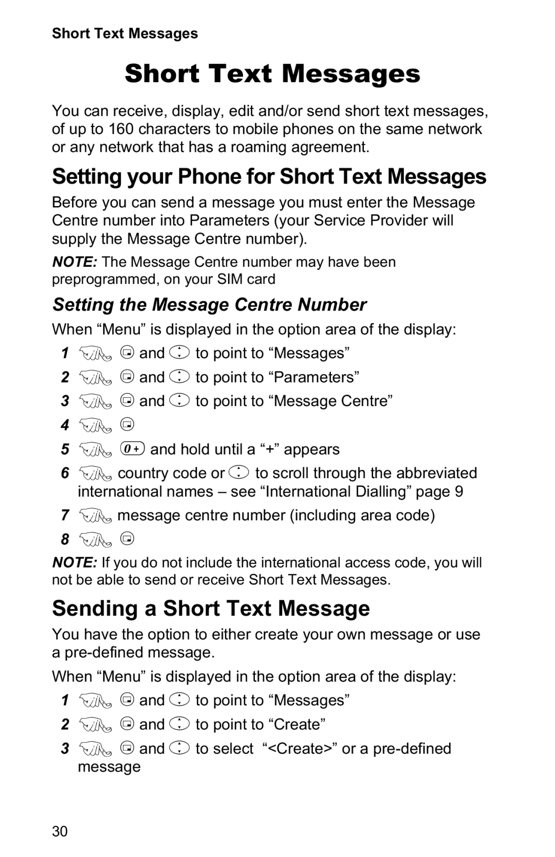 Panasonic EB-GD50 operating instructions Setting your Phone for Short Text Messages, Sending a Short Text Message 