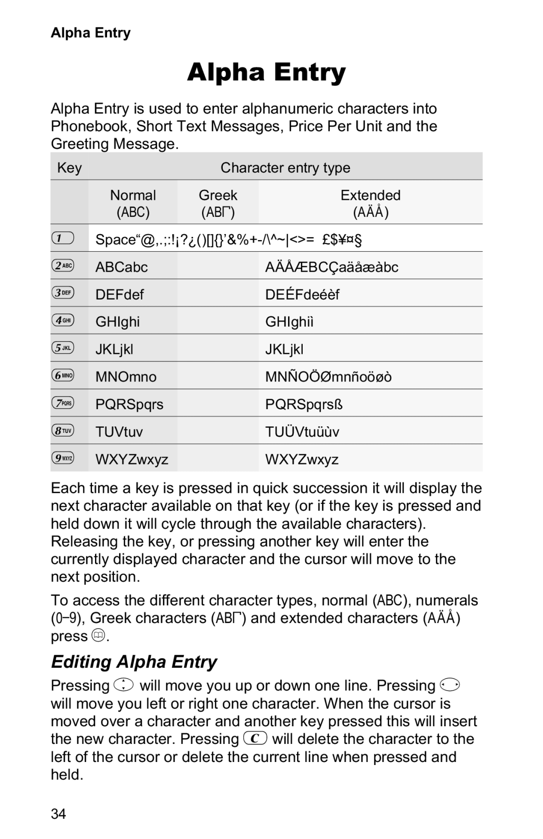 Panasonic EB-GD50 operating instructions Editing Alpha Entry 