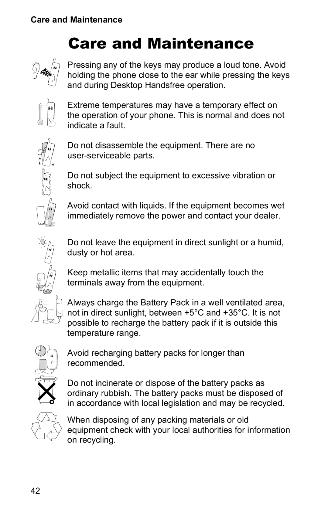 Panasonic EB-GD50 operating instructions Care and Maintenance 