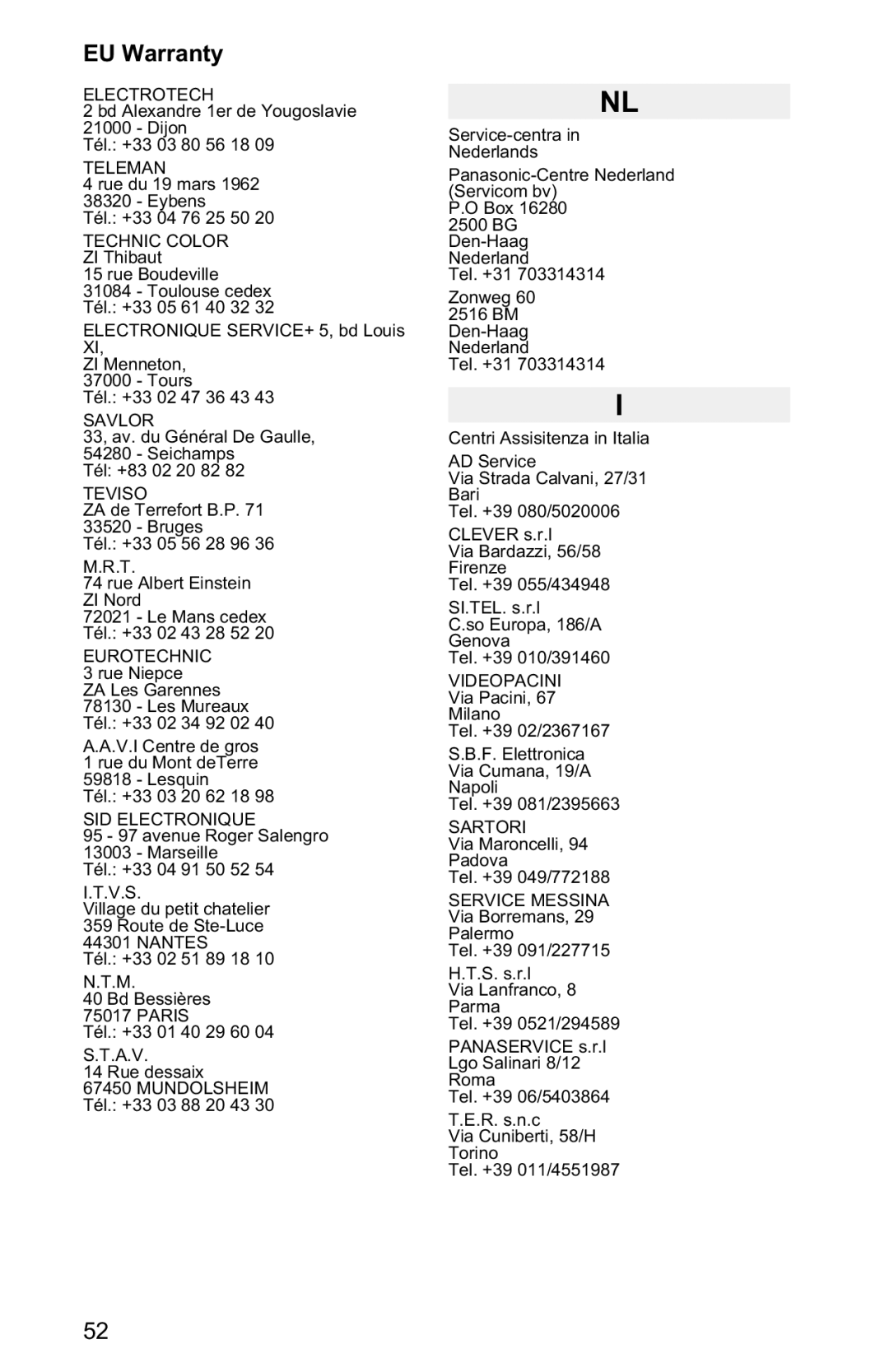 Panasonic EB-GD50 operating instructions Electrotech 