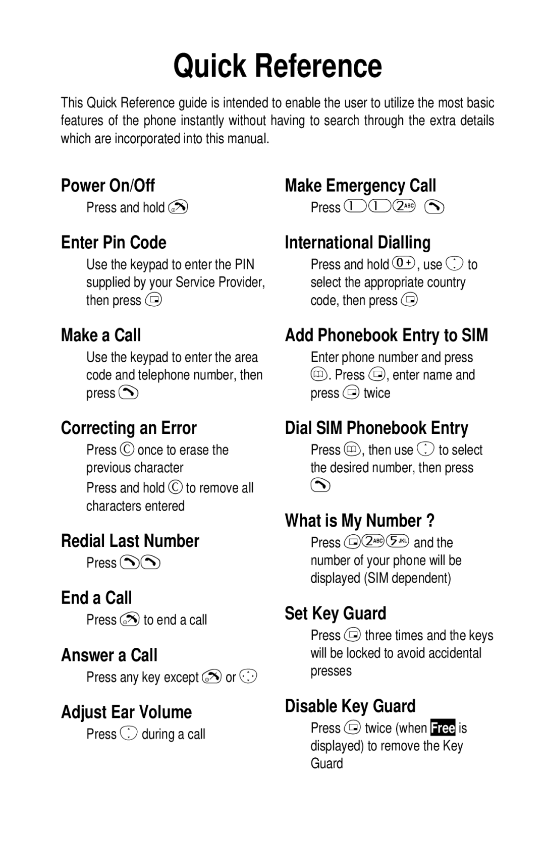 Panasonic EB-GD52 operating instructions Quick Reference 