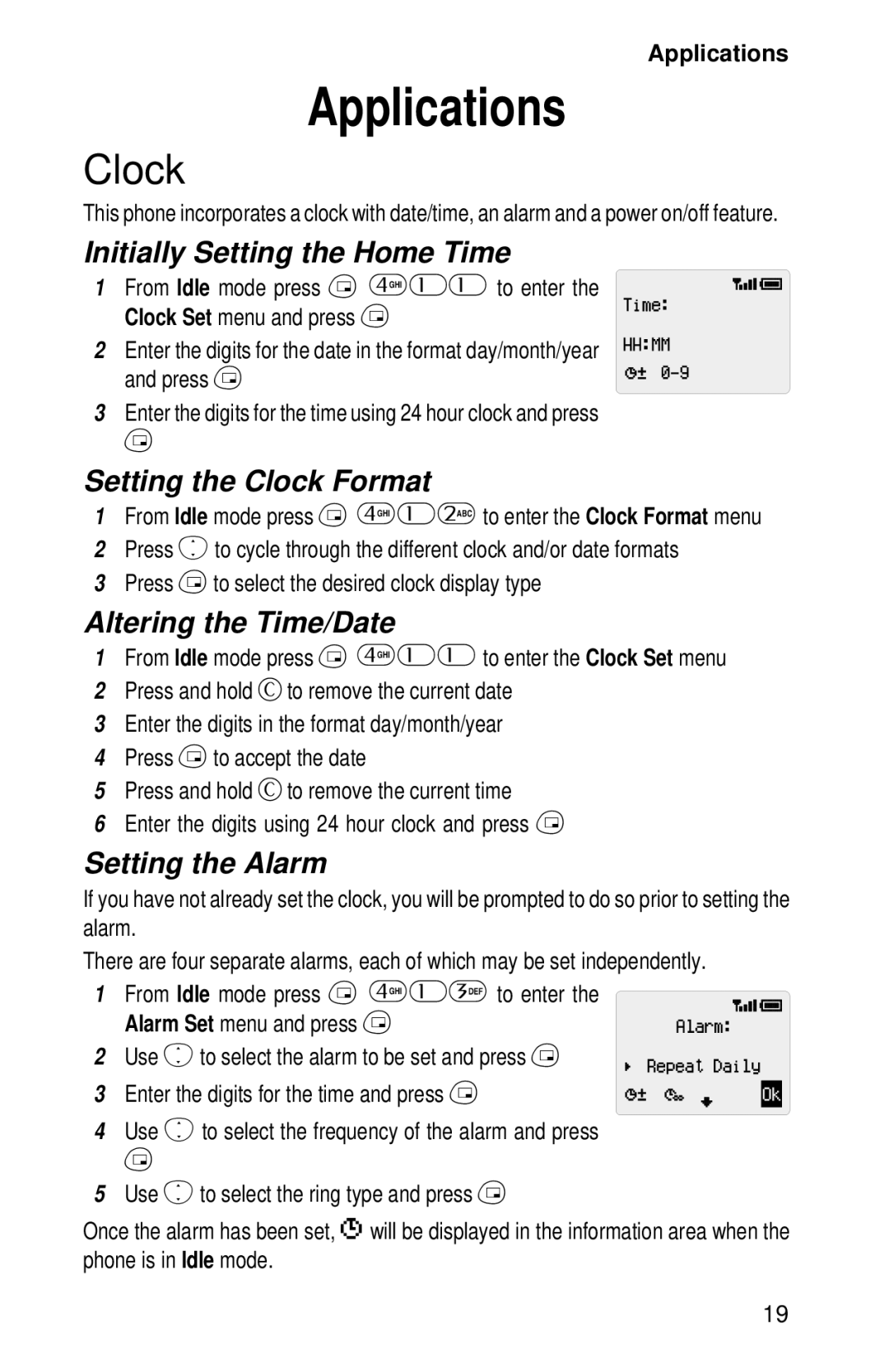 Panasonic EB-GD52 operating instructions Applications, Clock 