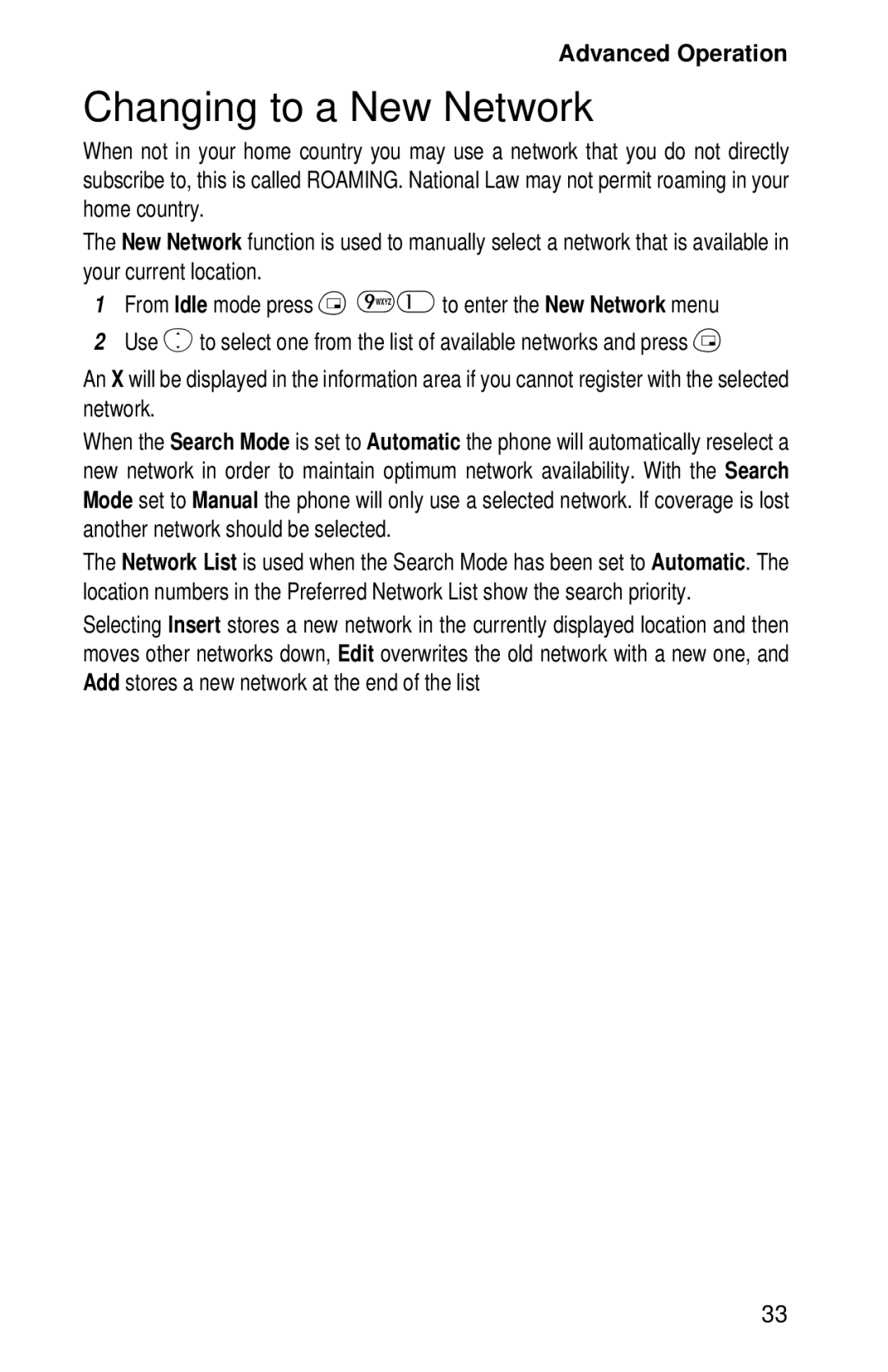 Panasonic EB-GD52 operating instructions Changing to a New Network 