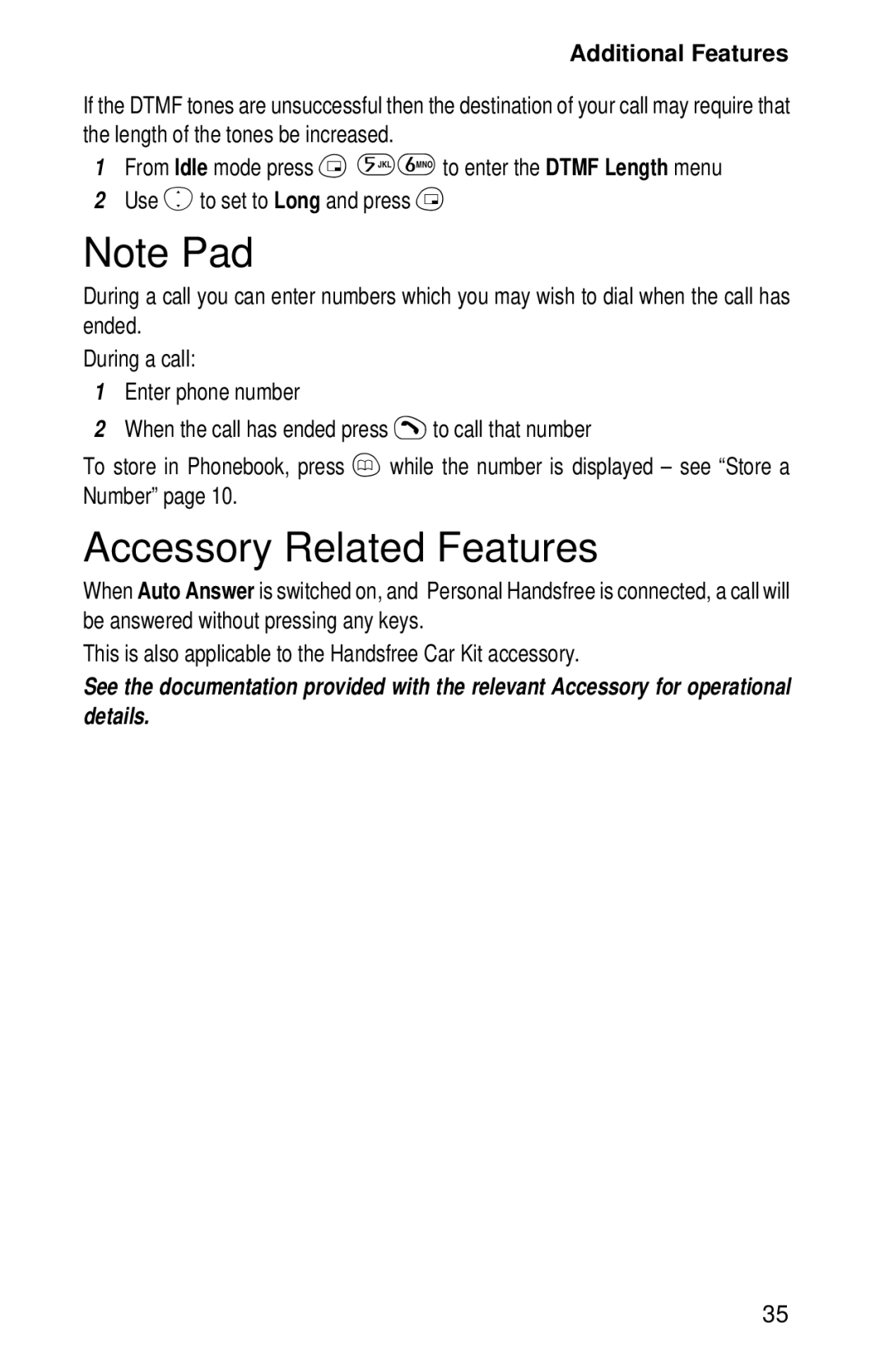 Panasonic EB-GD52 operating instructions Accessory Related Features 