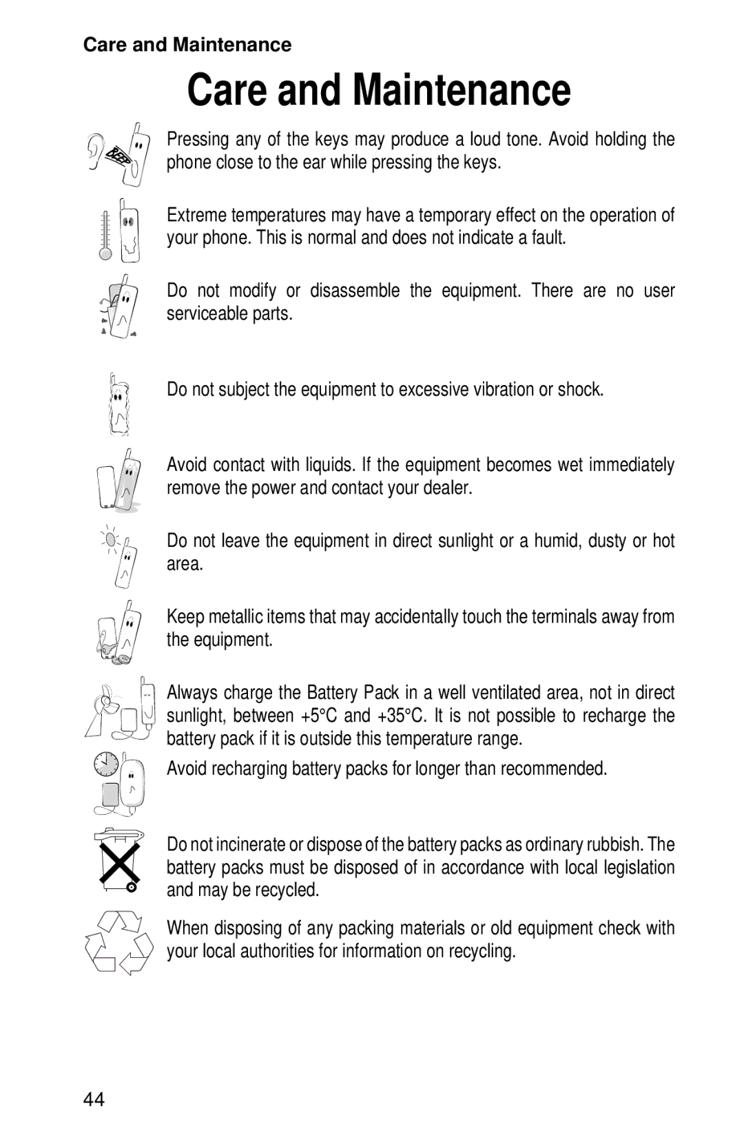 Panasonic EB-GD52 operating instructions Care and Maintenance 