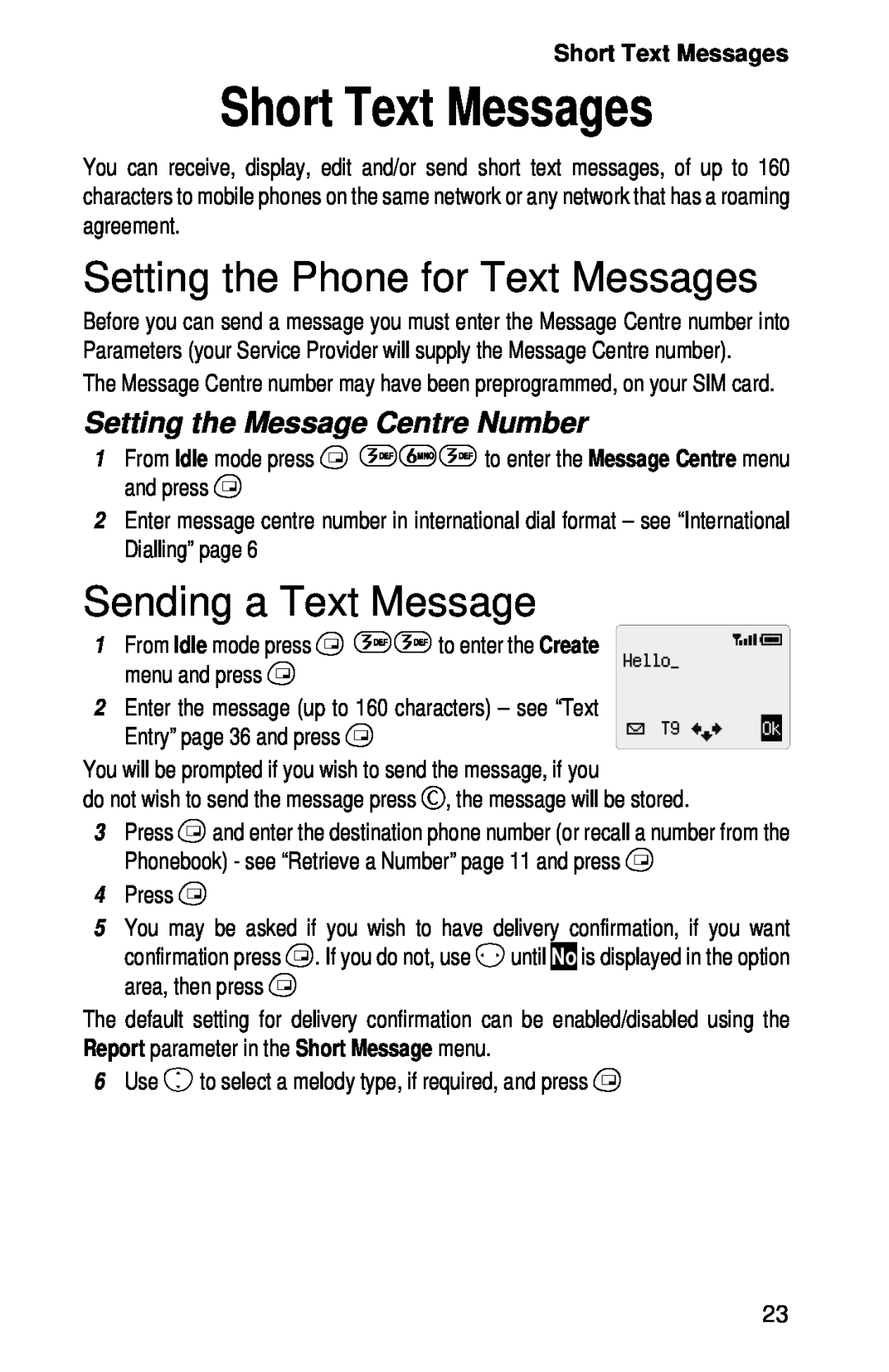 Panasonic EB-GD52 operating instructions Short Text Messages, Setting the Phone for Text Messages, Sending a Text Message 