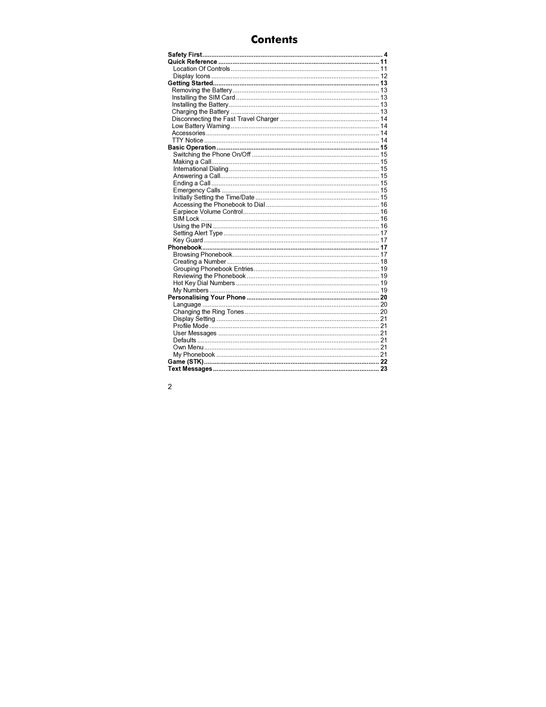 Panasonic EB-GD55 operating instructions Contents 