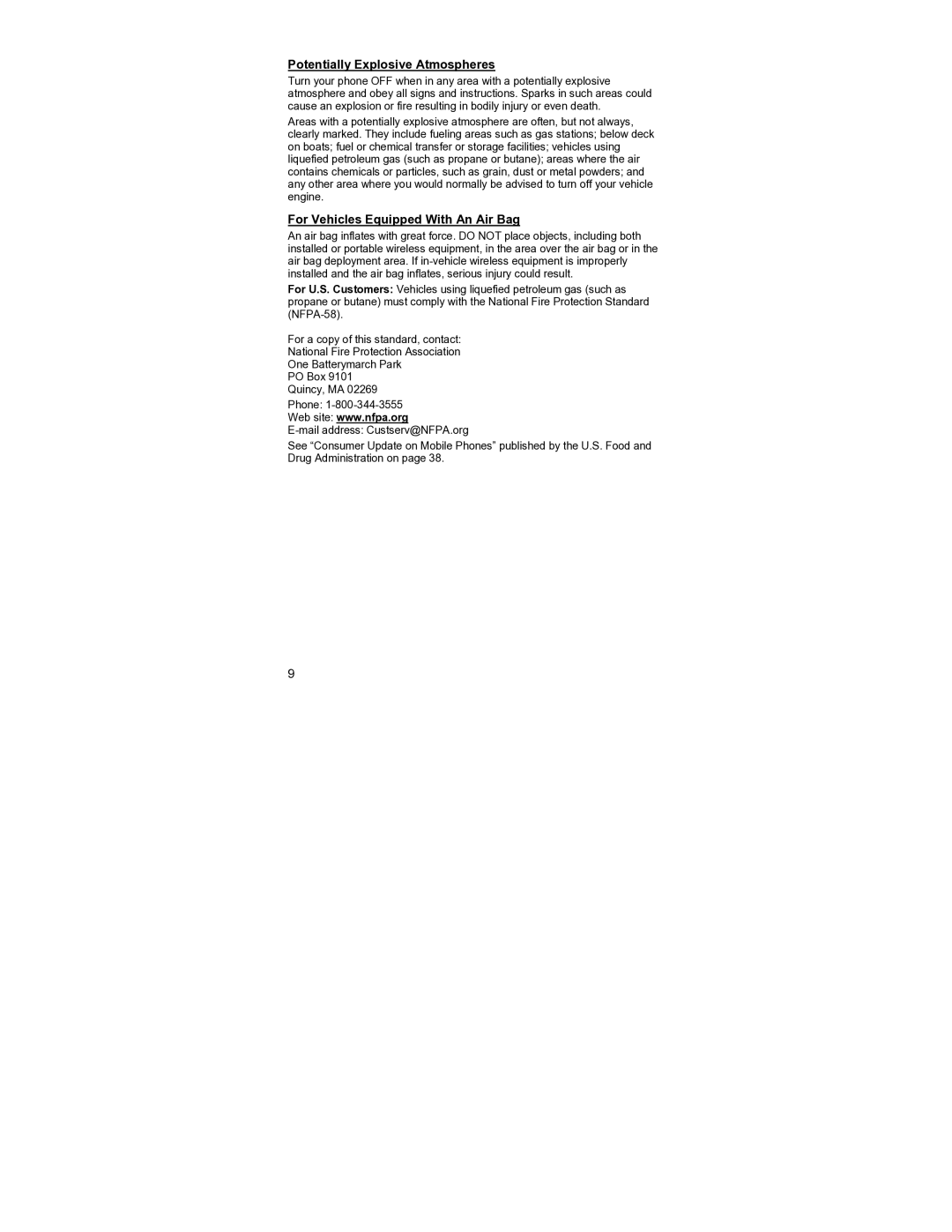 Panasonic EB-GD55 operating instructions Potentially Explosive Atmospheres, For Vehicles Equipped With An Air Bag 