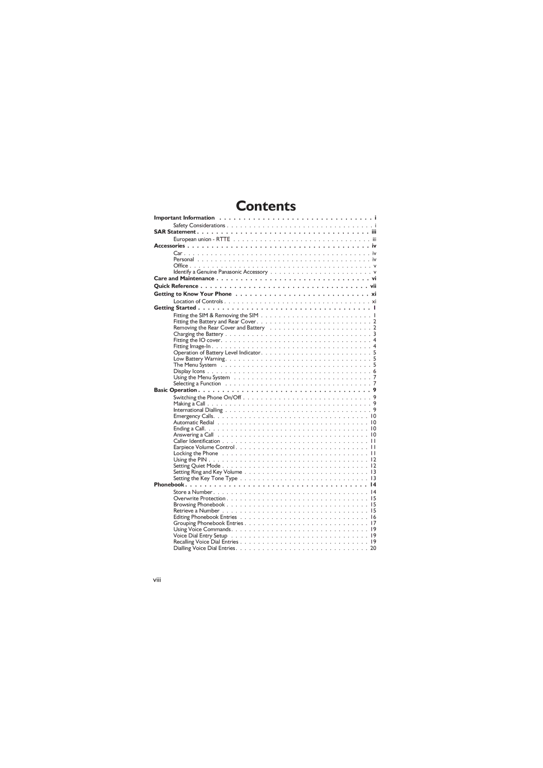 Panasonic EB-GD67 operating instructions Contents 