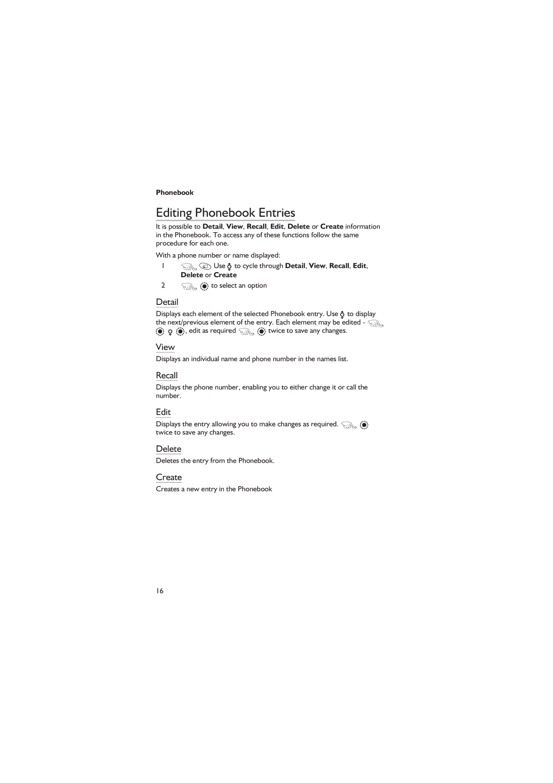 Panasonic EB-GD67 operating instructions Editing Phonebook Entries 