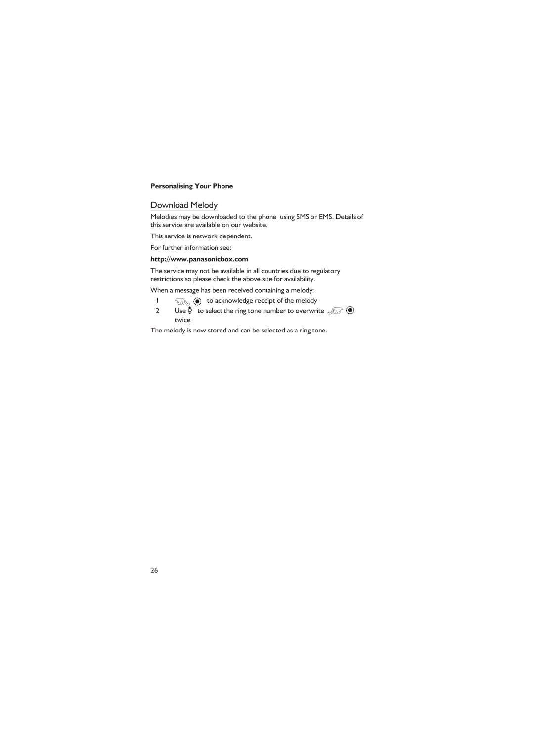 Panasonic EB-GD67 operating instructions Download Melody 