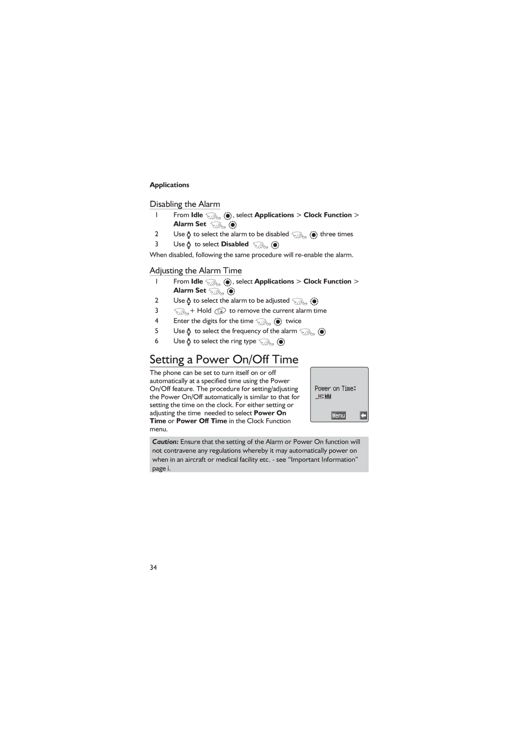 Panasonic EB-GD67 operating instructions Setting a Power On/Off Time, Disabling the Alarm, Adjusting the Alarm Time 