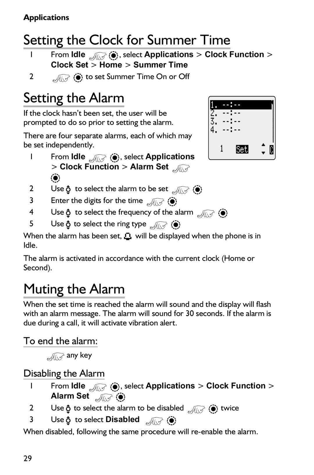 Panasonic EB-GD75 Setting the Clock for Summer Time, Setting the Alarm, Muting the Alarm, To end the alarm 