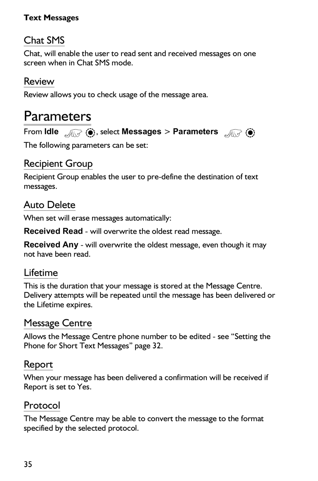 Panasonic EB-GD75 operating instructions Parameters 