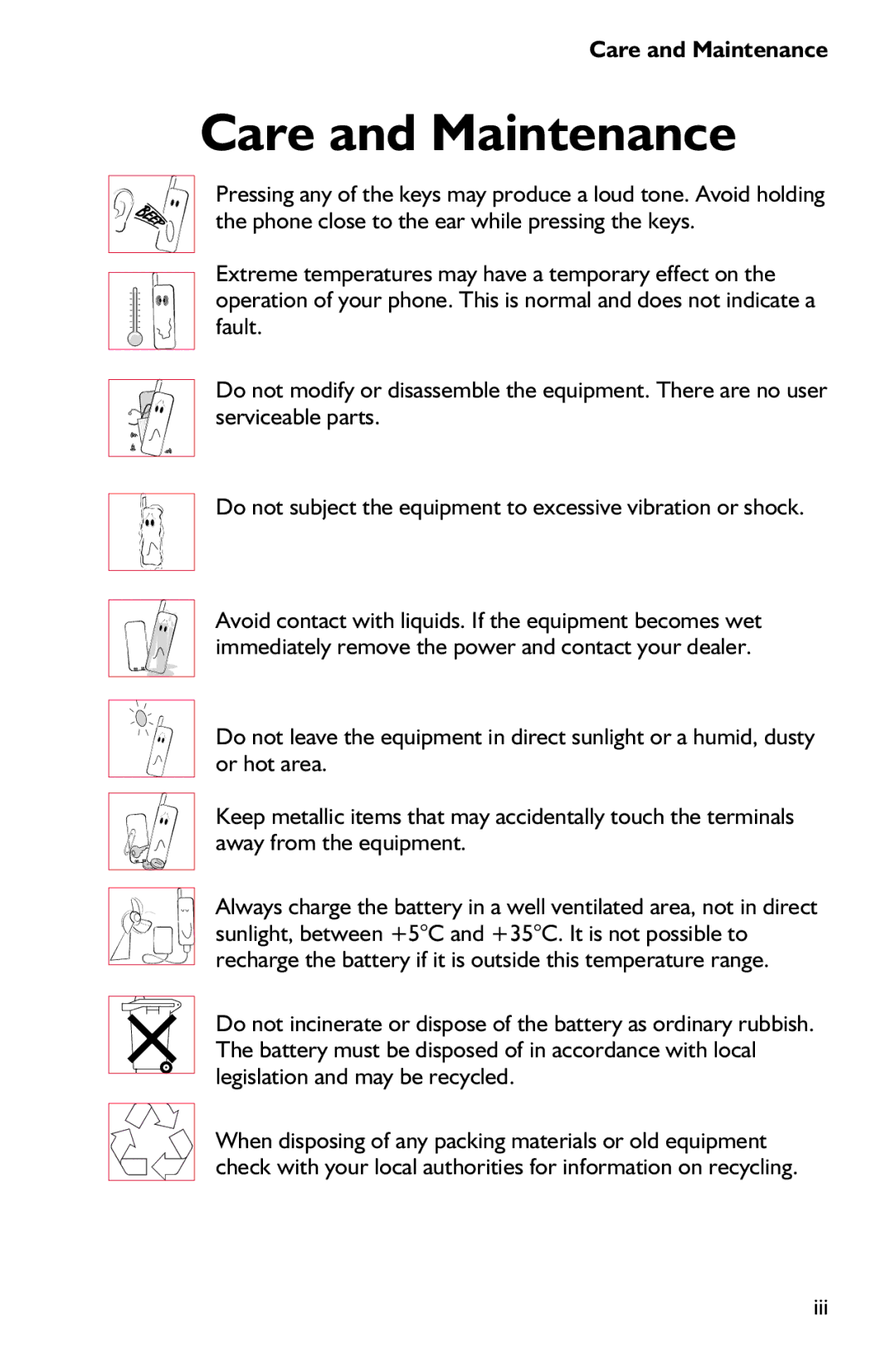 Panasonic EB-GD75 operating instructions Care and Maintenance 