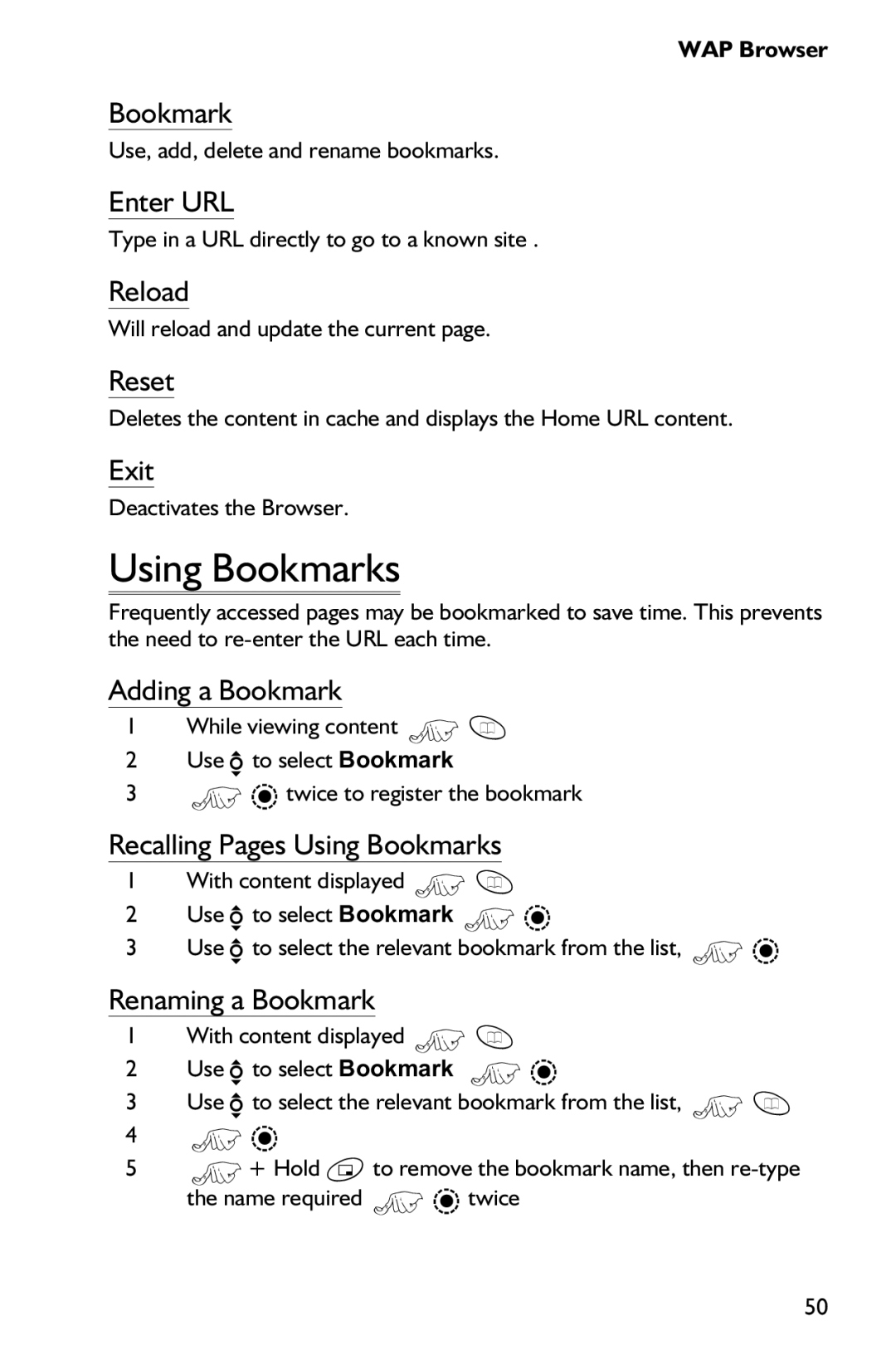 Panasonic EB-GD75 operating instructions Using Bookmarks 