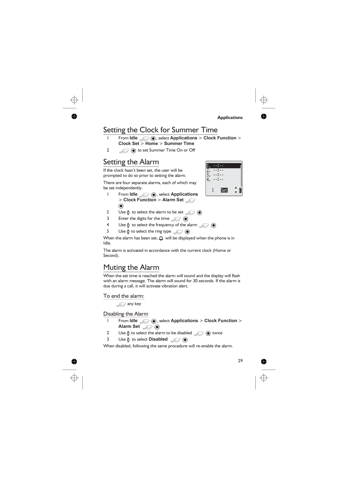 Panasonic EB-GD76 Setting the Clock for Summer Time, Setting the Alarm, Muting the Alarm, To end the alarm 