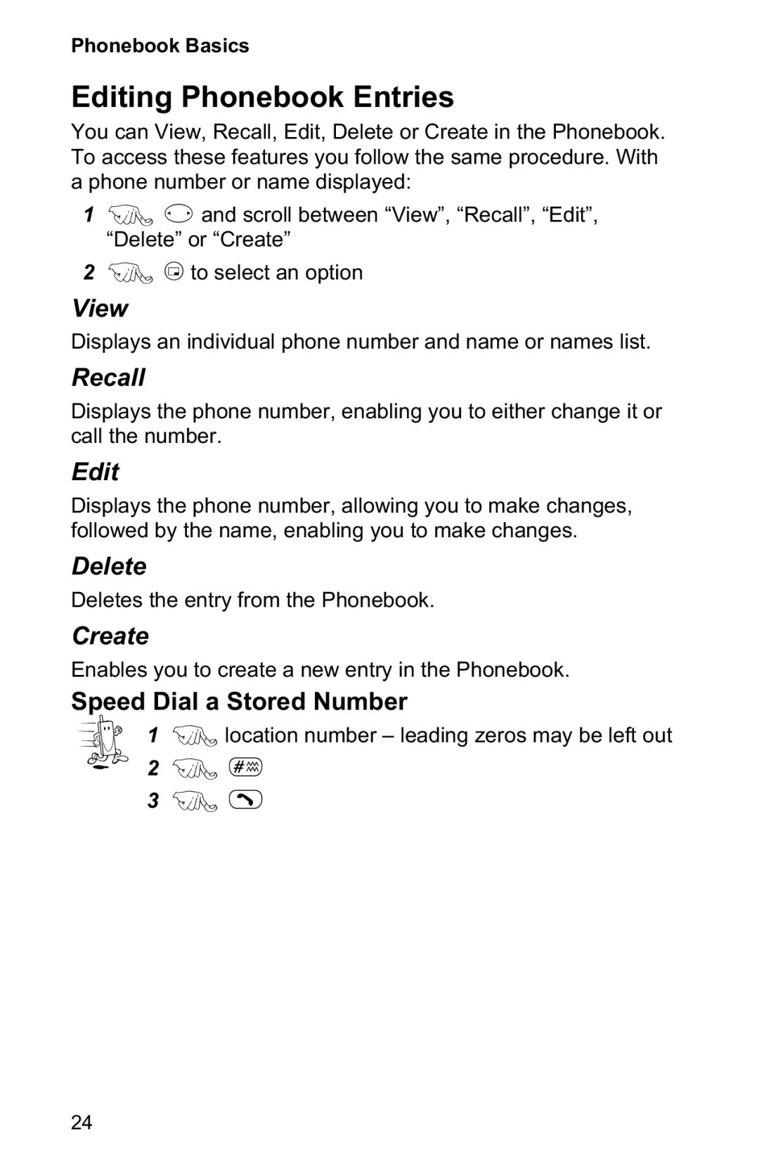 Panasonic EB-GD90 operating instructions Editing Phonebook Entries 